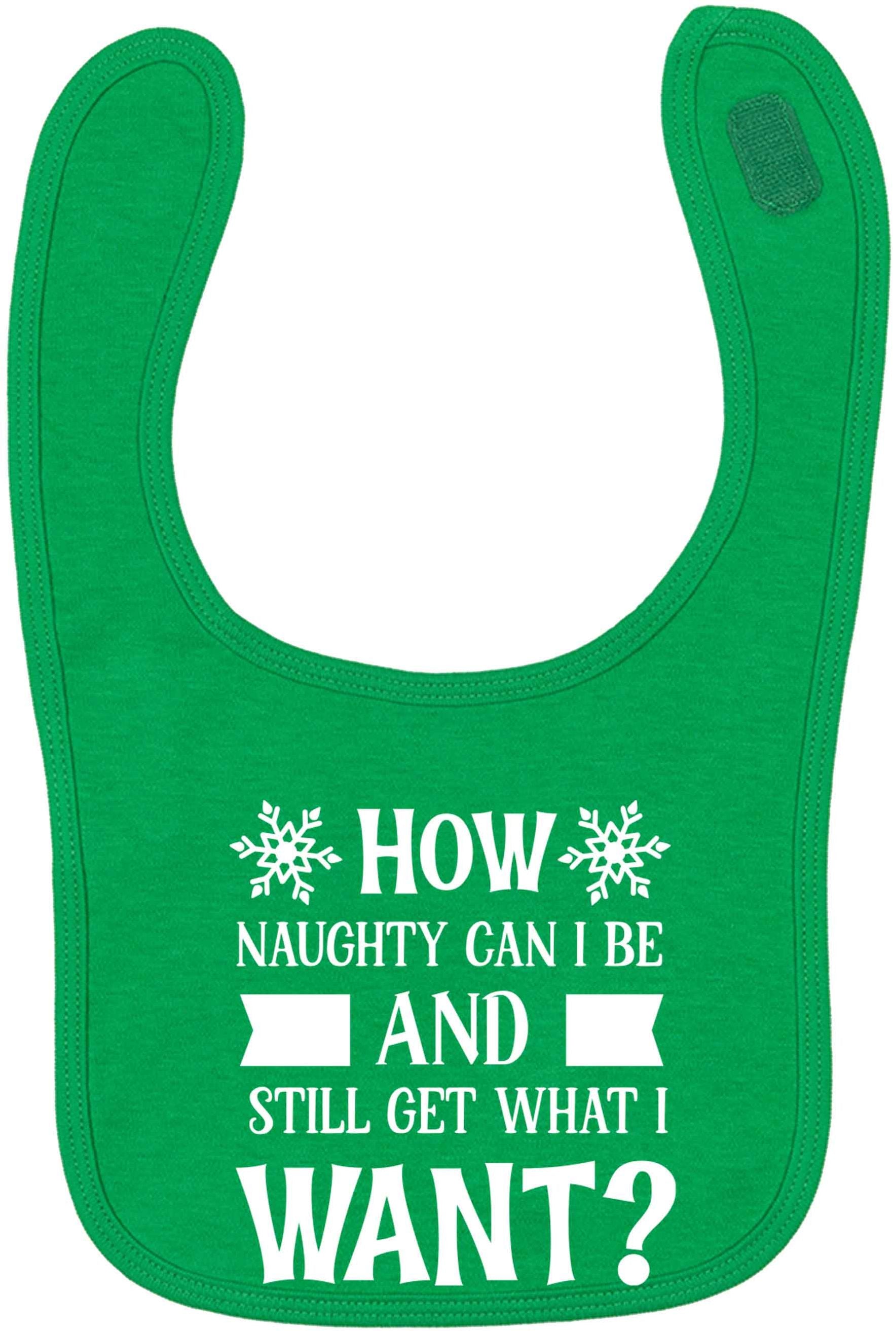 How naughty can I be and still get what I want? green baby bib
