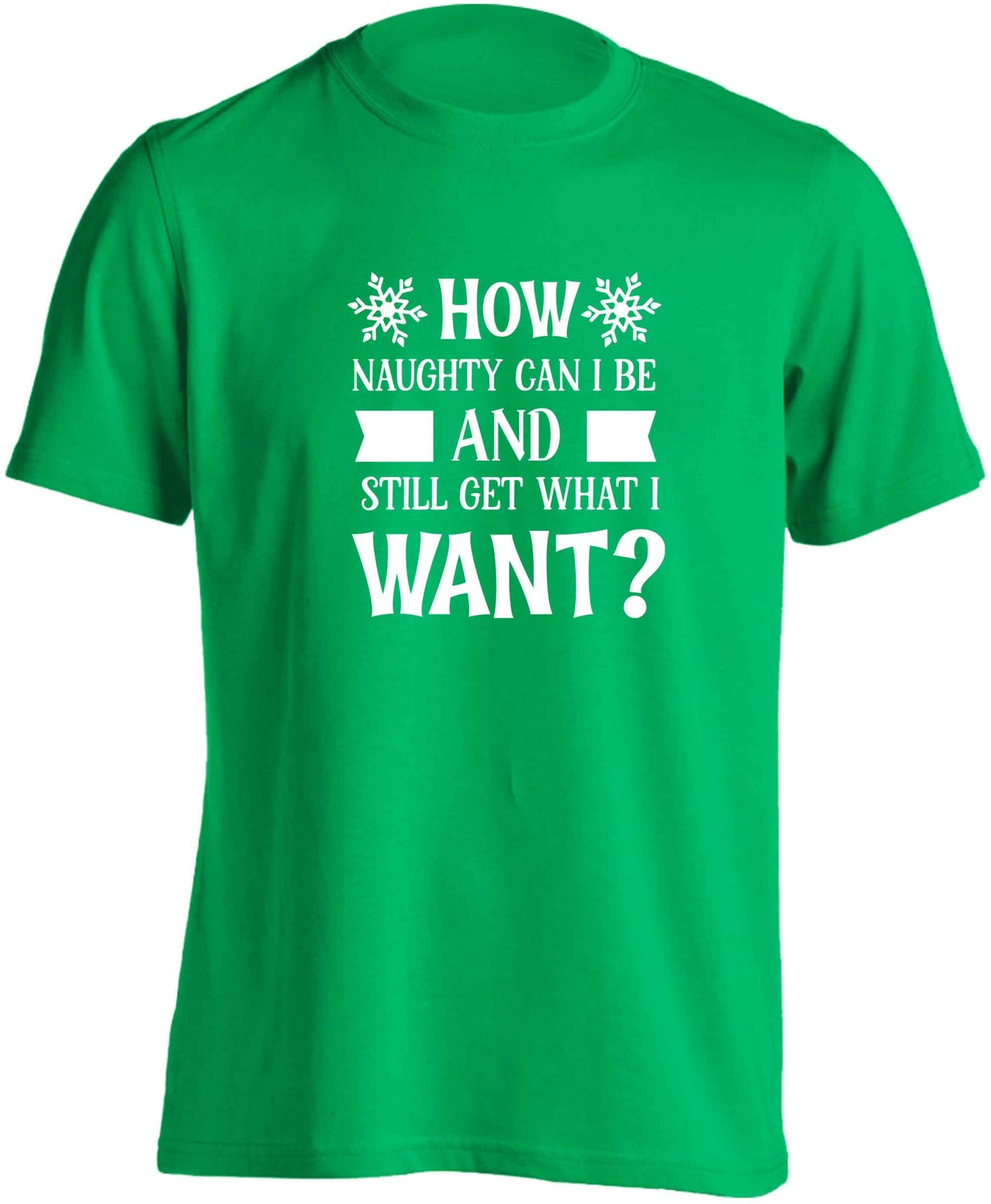 How naughty can I be and still get what I want? adults unisex green Tshirt 2XL