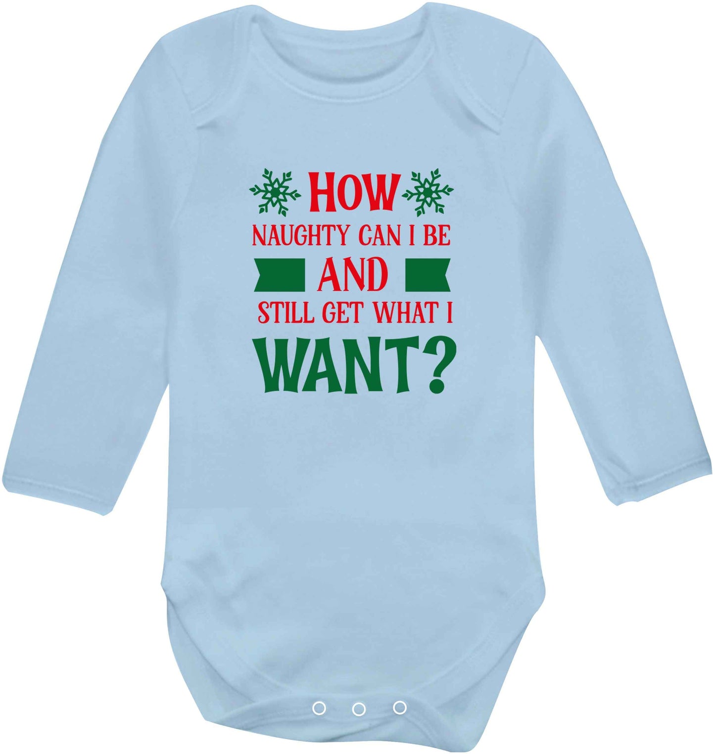 How naughty can I be and still get what I want? baby vest long sleeved pale blue 6-12 months