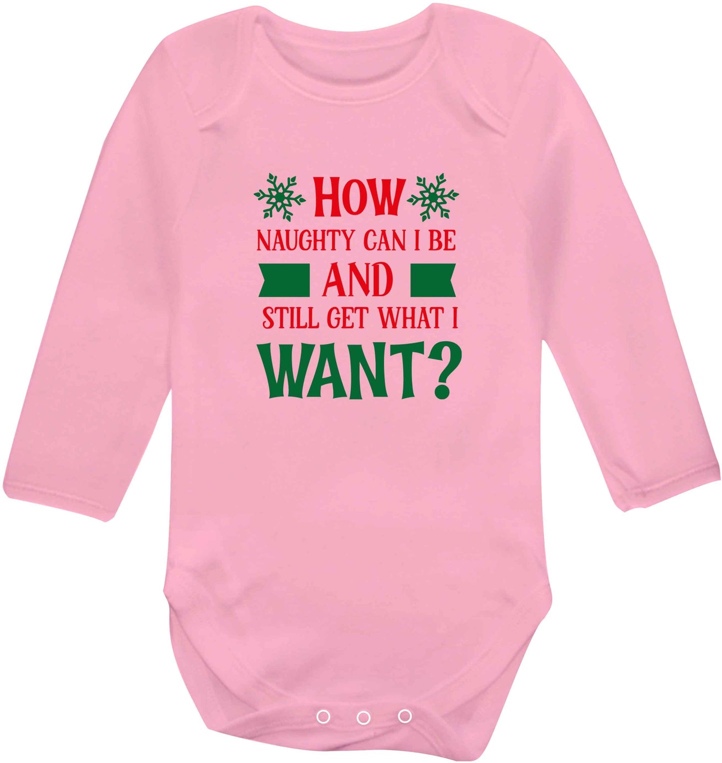 How naughty can I be and still get what I want? baby vest long sleeved pale pink 6-12 months