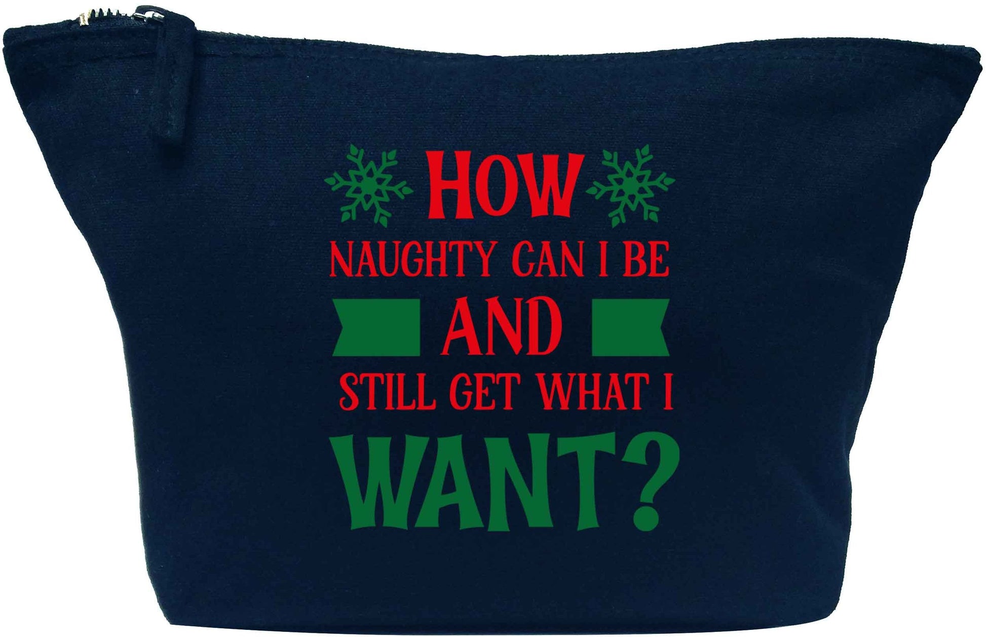 How naughty can I be and still get what I want? navy makeup bag