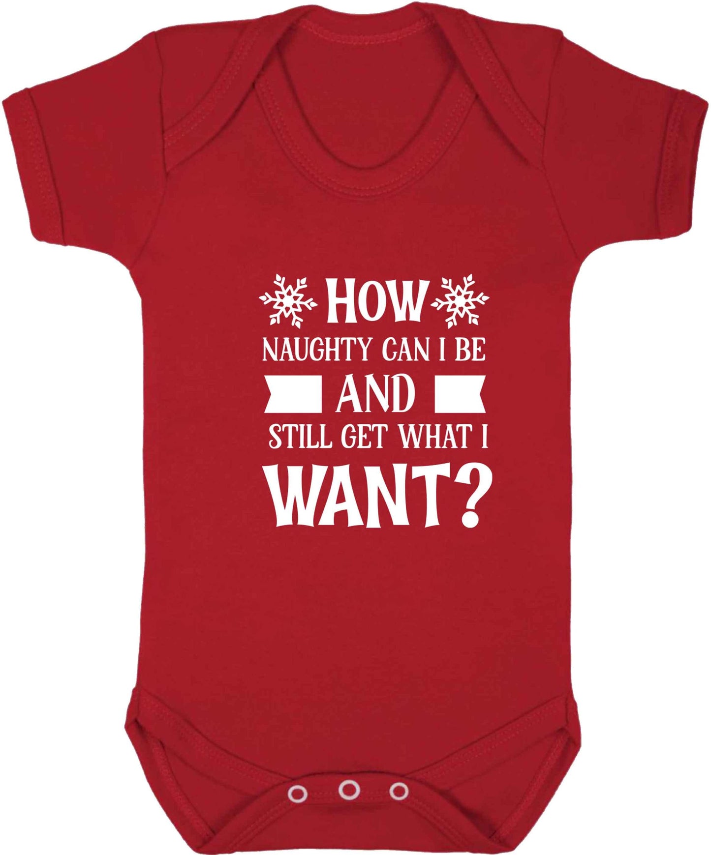 How naughty can I be and still get what I want? baby vest red 18-24 months
