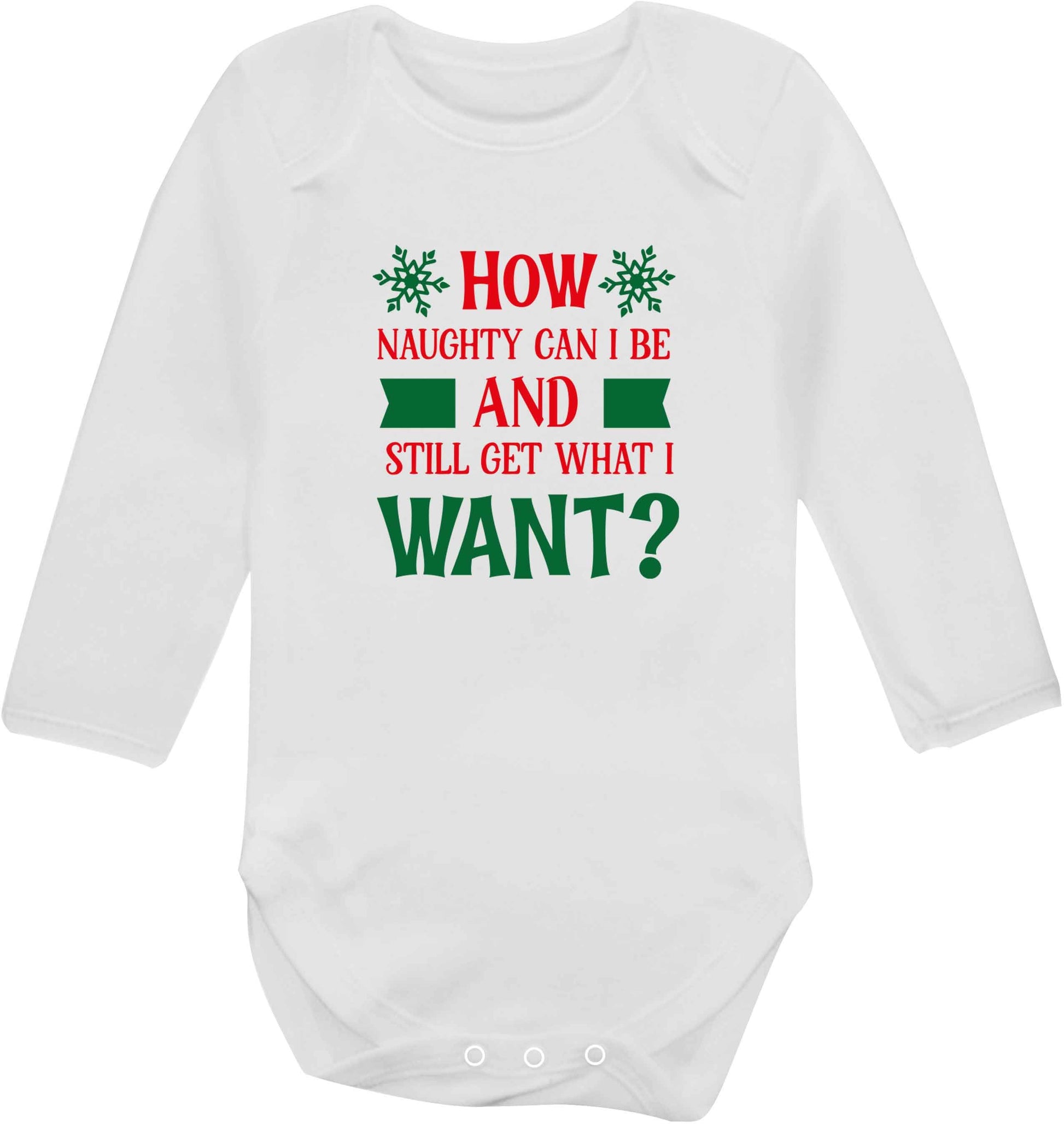 How naughty can I be and still get what I want? baby vest long sleeved white 6-12 months