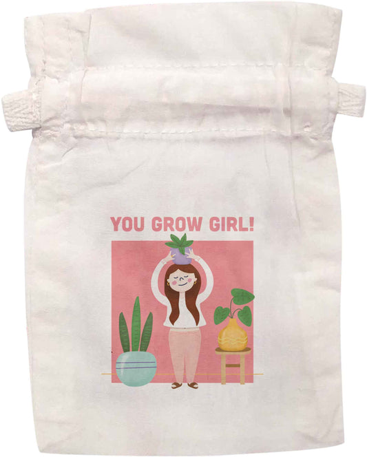 You grow girl | XS - L | Pouch / Drawstring bag / Sack | Organic Cotton | Bulk discounts available!