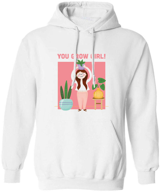 You grow girl adults unisex white hoodie 2XL