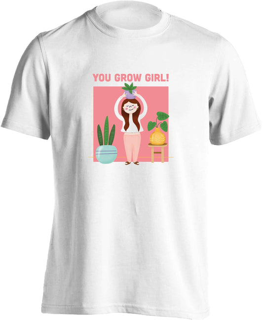 You grow girl adults unisex white Tshirt 2XL