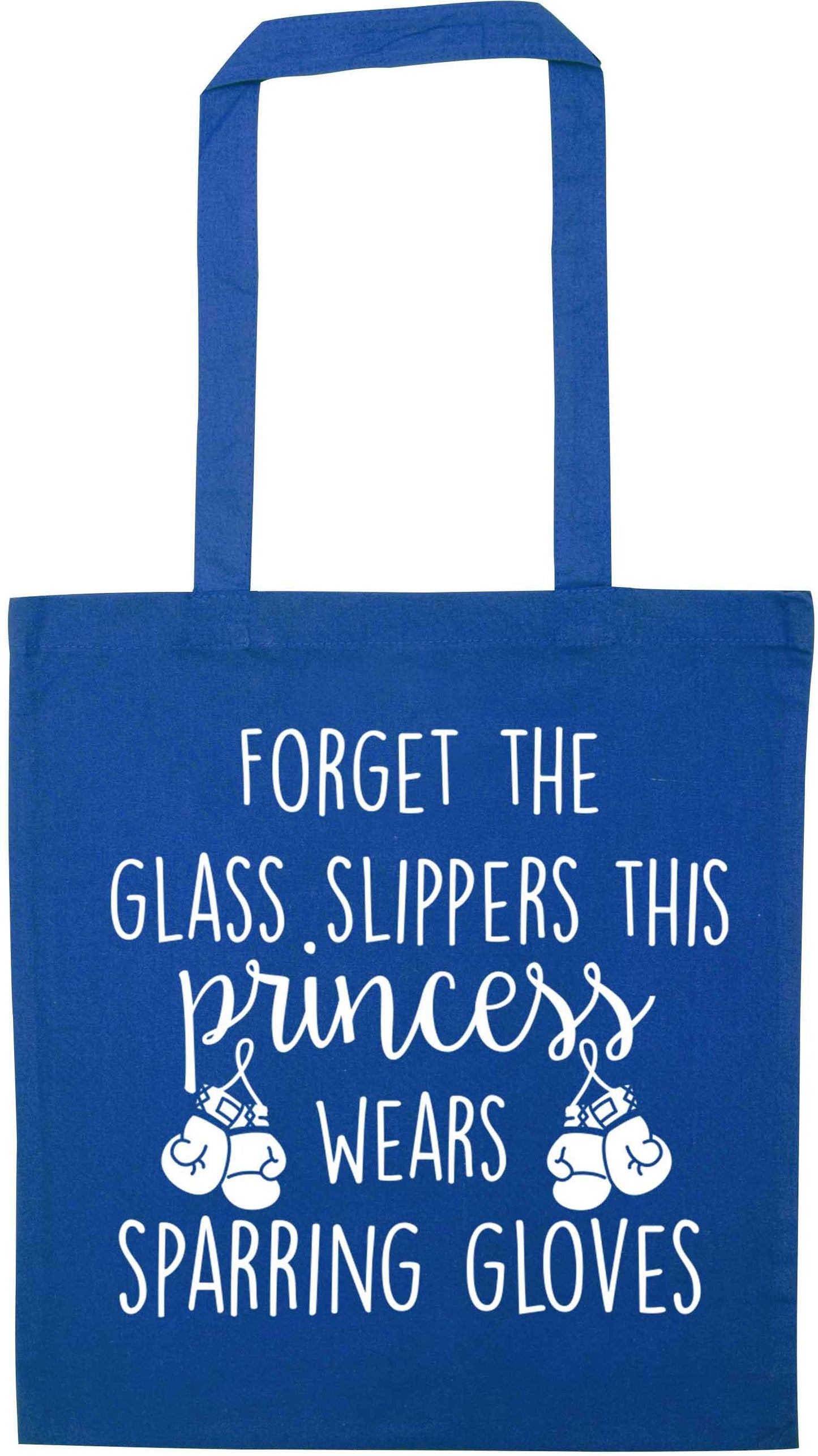 Forget the glass slippers this princess wears sparring gloves blue tote bag