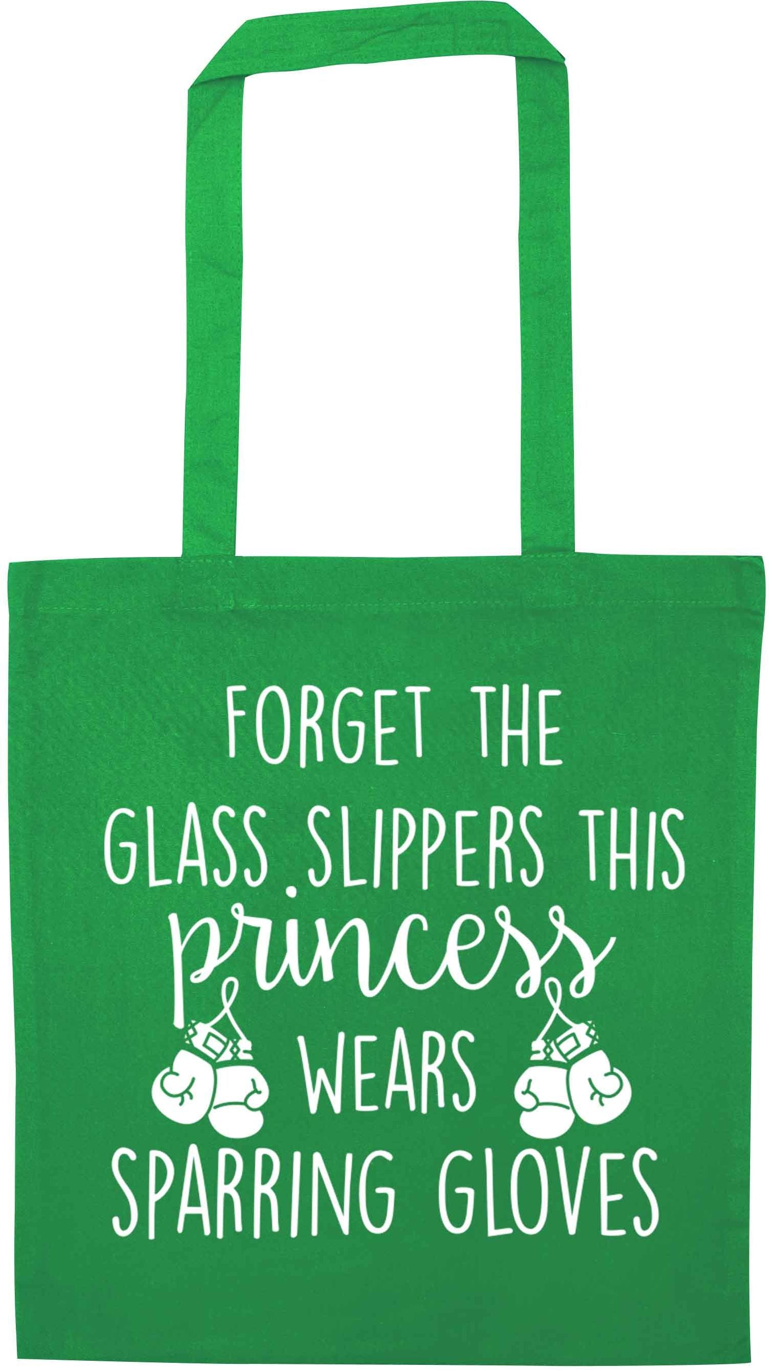 Forget the glass slippers this princess wears sparring gloves green tote bag