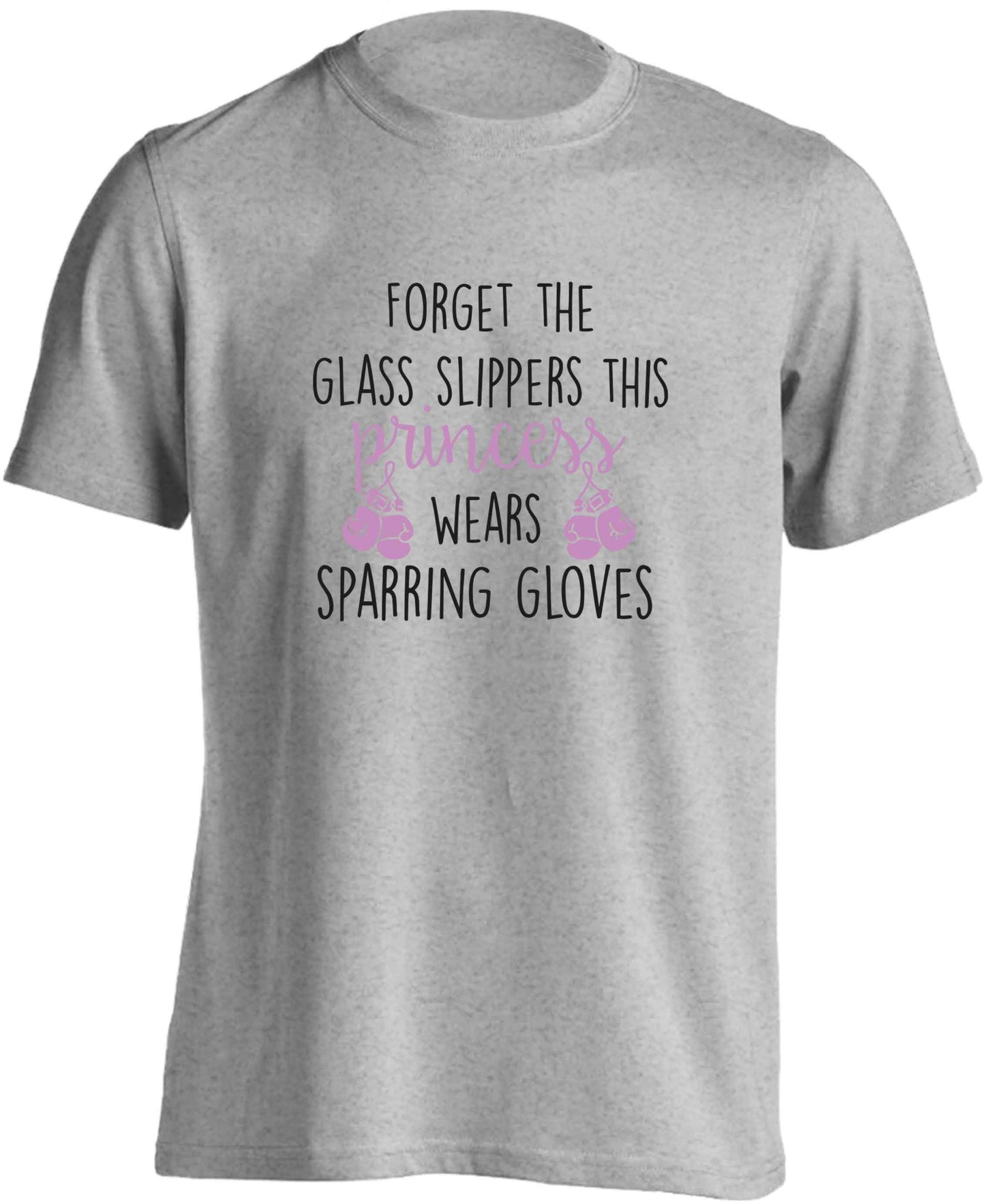 Forget the glass slippers this princess wears sparring gloves adults unisex grey Tshirt 2XL