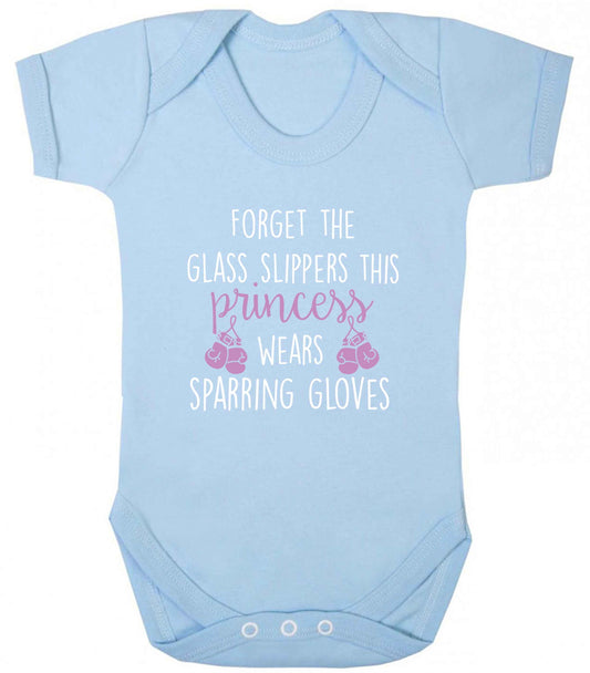 Forget the glass slippers this princess wears sparring gloves baby vest pale blue 18-24 months