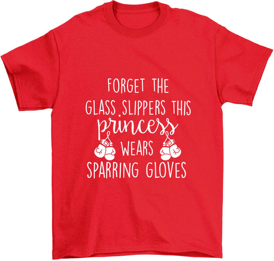 Forget the glass slippers this princess wears sparring gloves Children's red Tshirt 12-13 Years