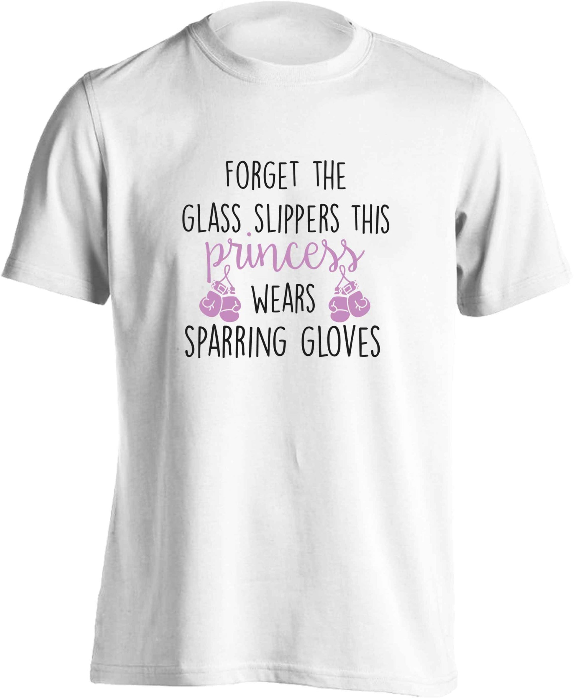 Forget the glass slippers this princess wears sparring gloves adults unisex white Tshirt 2XL
