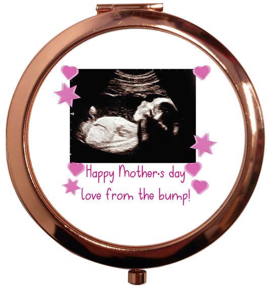 Happy Mother's day love from the bump - pink  rose gold circle pocket mirror