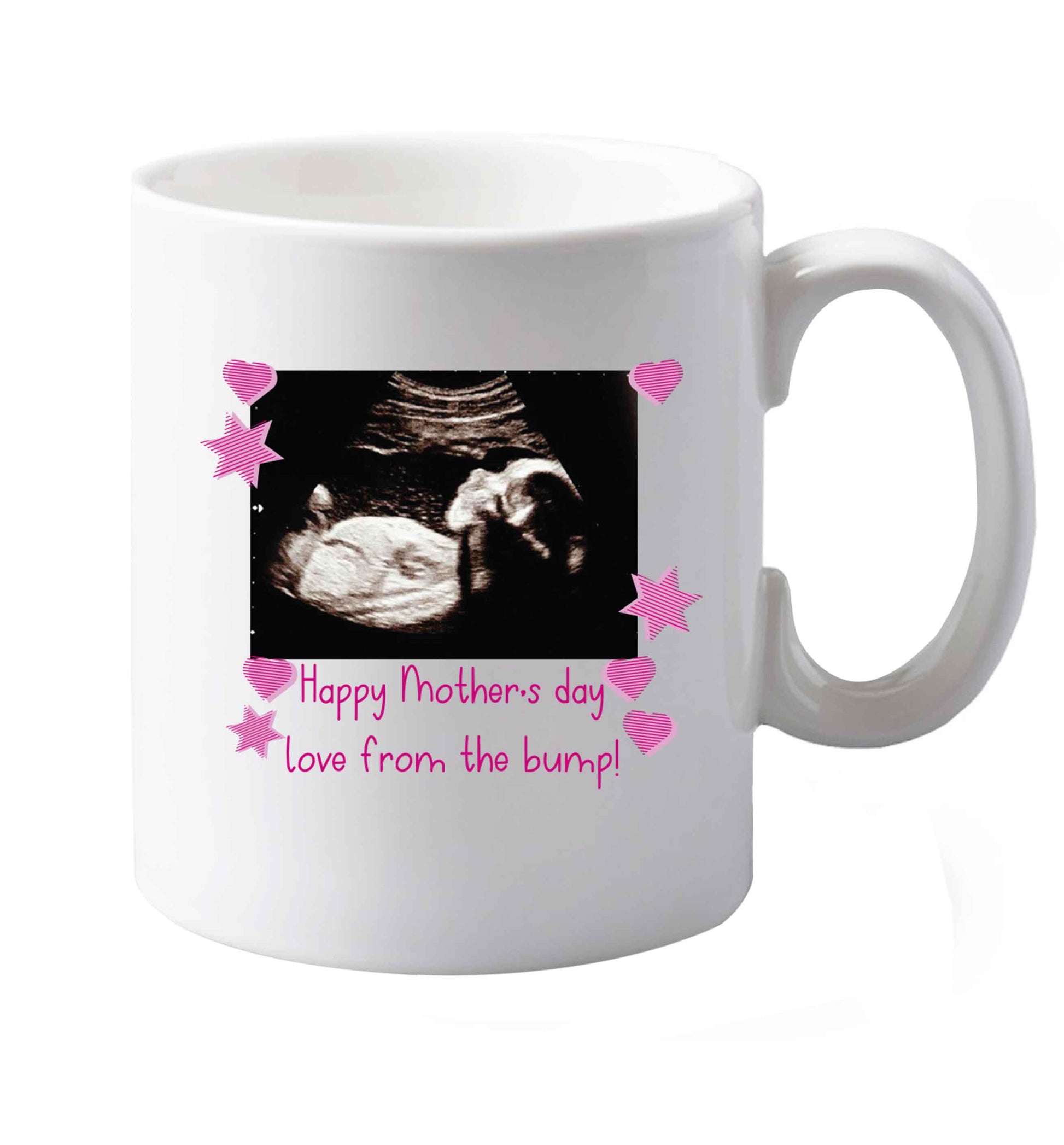 10 oz Happy Mother's day love from the bump - pink  ceramic mug both sides