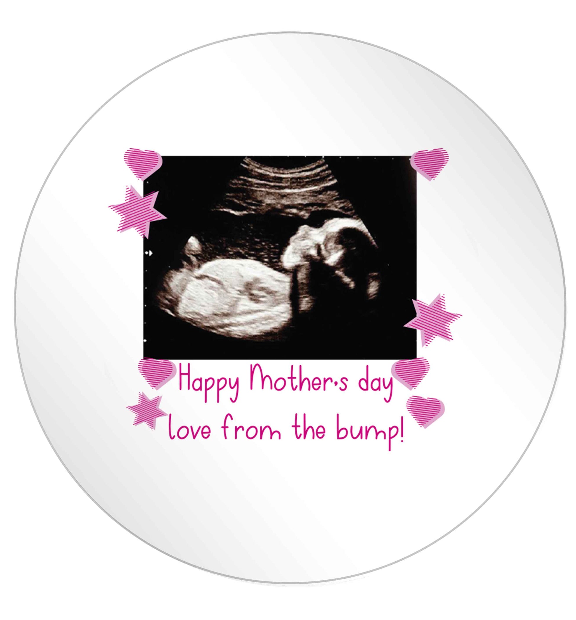 Happy Mother's day love from the bump - pink  24 @ 45mm matt circle stickers