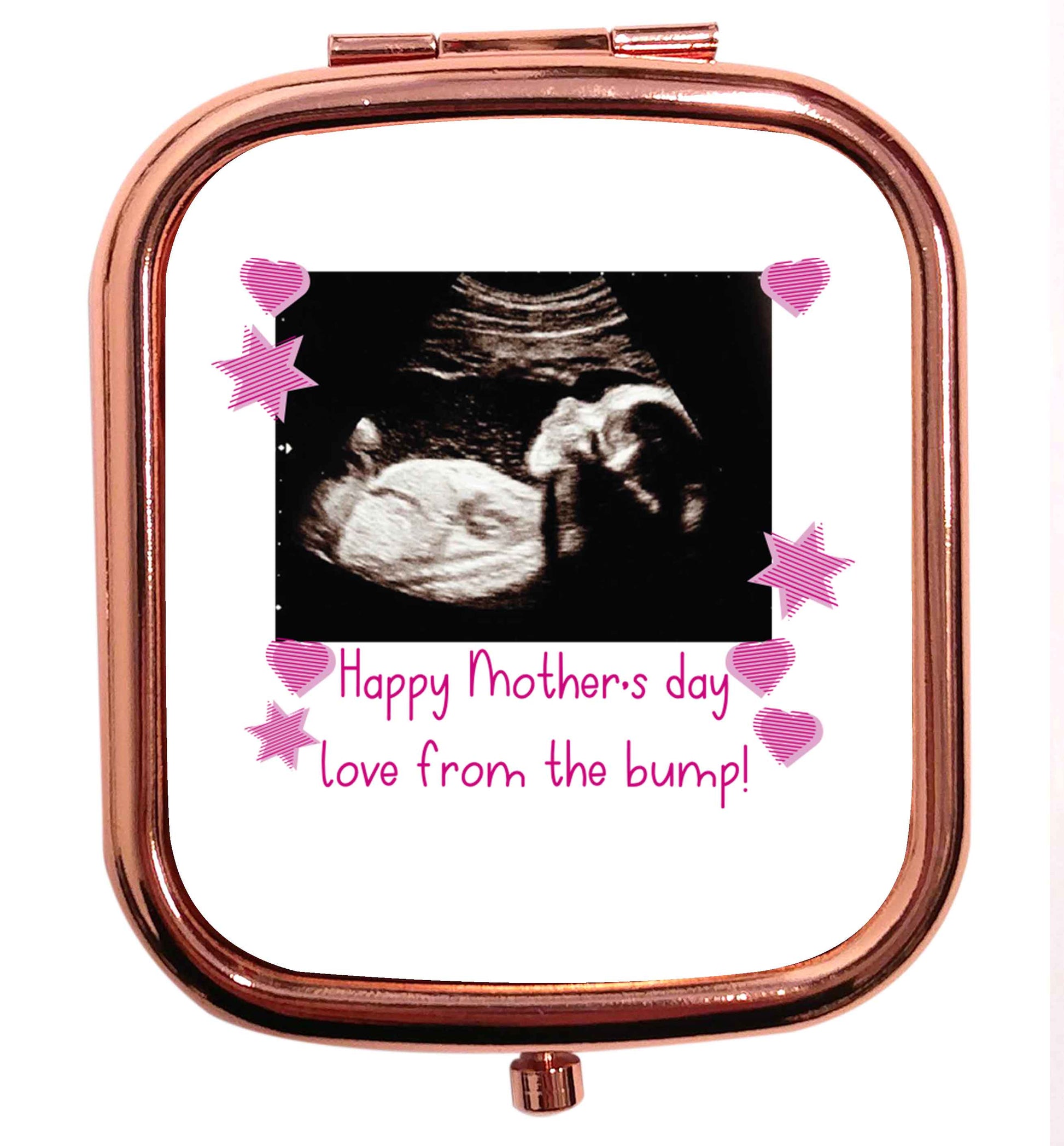 Happy Mother's day love from the bump - pink  rose gold square pocket mirror