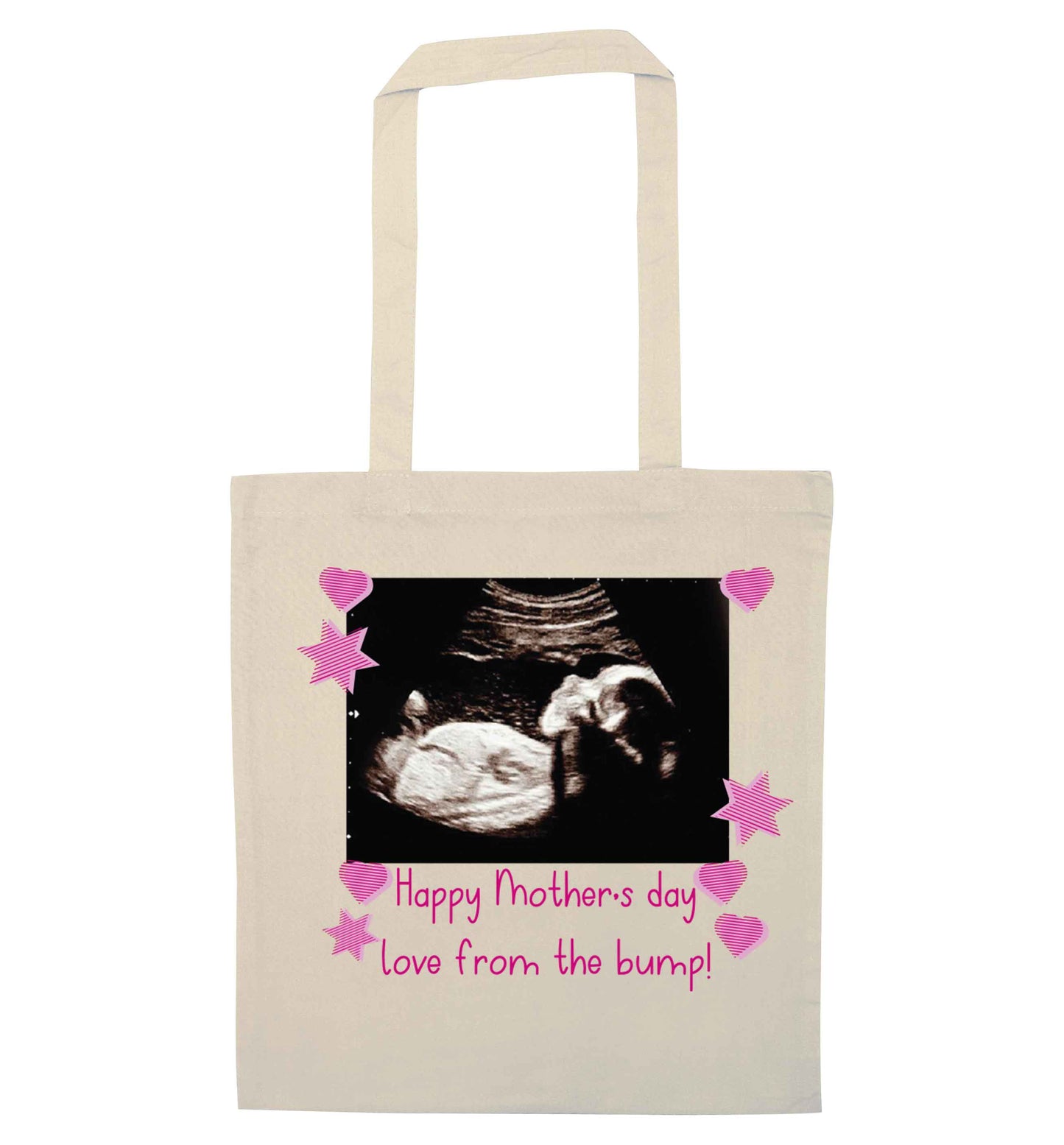 Happy Mother's day love from the bump - pink  natural tote bag