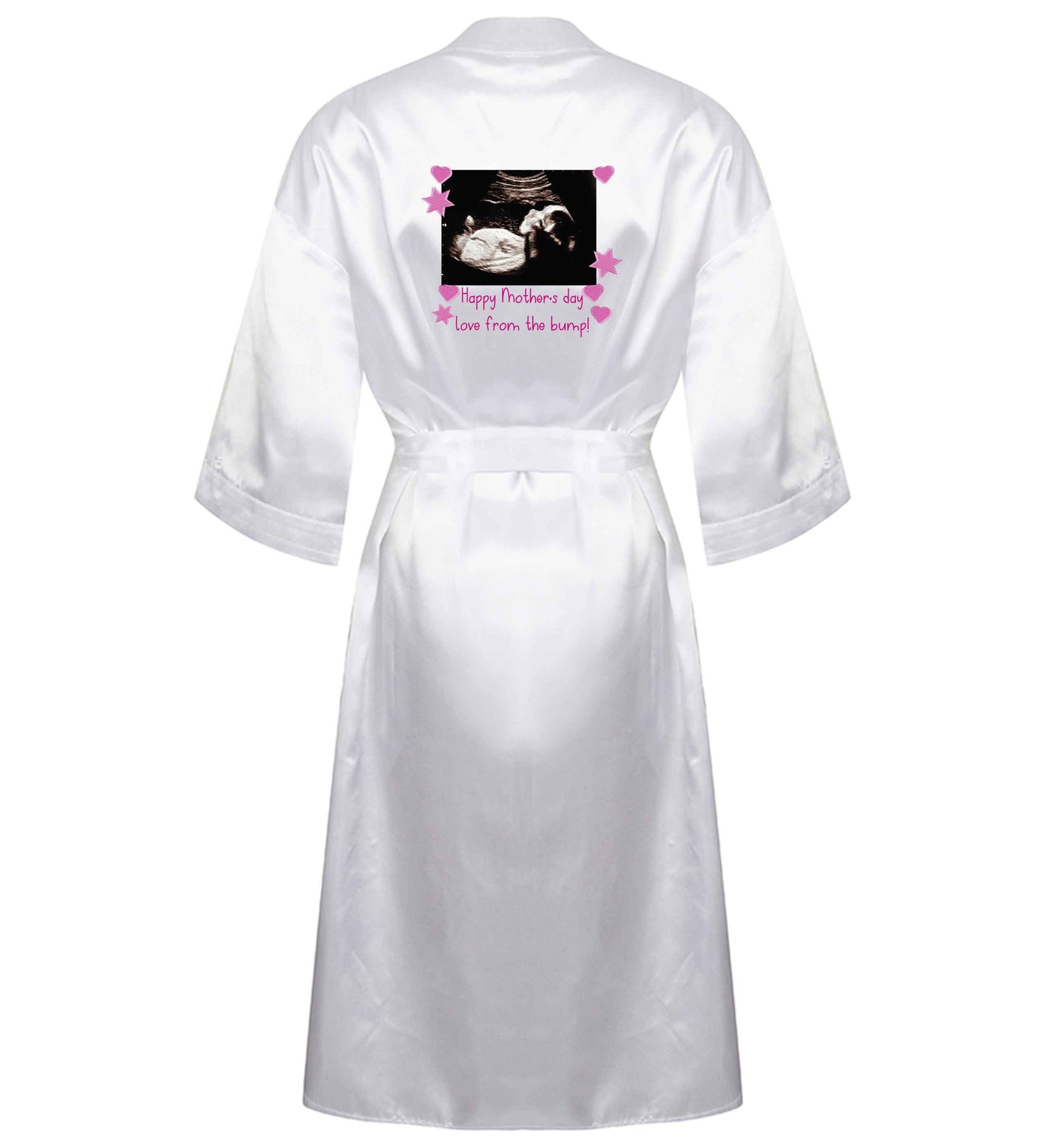 Happy Mother's day love from the bump - pink  XL/XXL white ladies dressing gown size 16/18