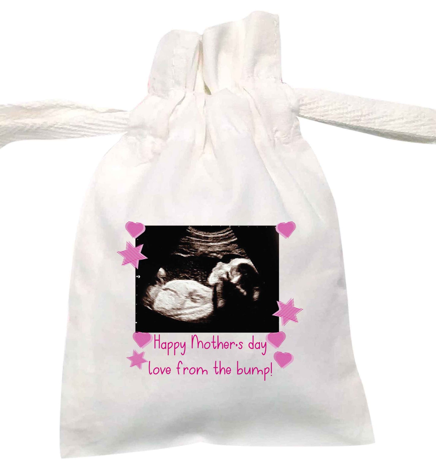 Happy Mother's day love from the bump - pink  | XS - L | Pouch / Drawstring bag / Sack | Organic Cotton | Bulk discounts available!