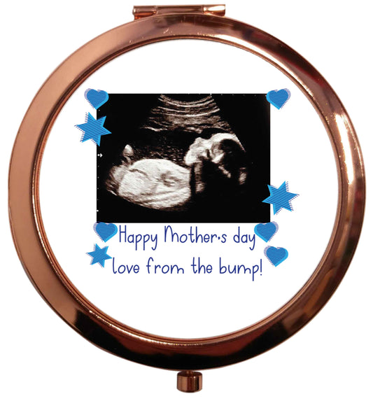 Happy Mother's day love from the bump - blue rose gold circle pocket mirror
