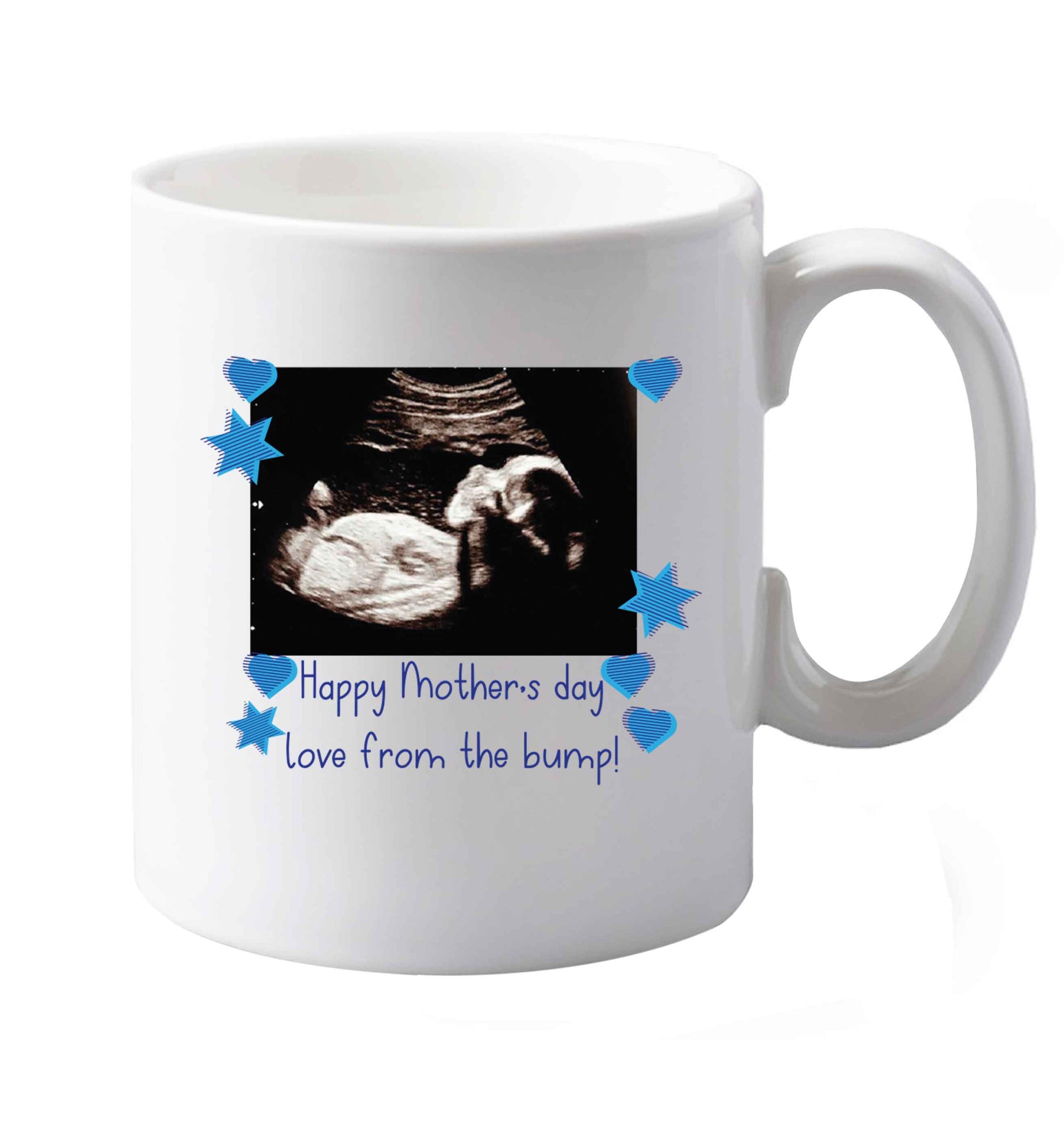 10 oz Happy Mother's day love from the bump - blue ceramic mug both sides