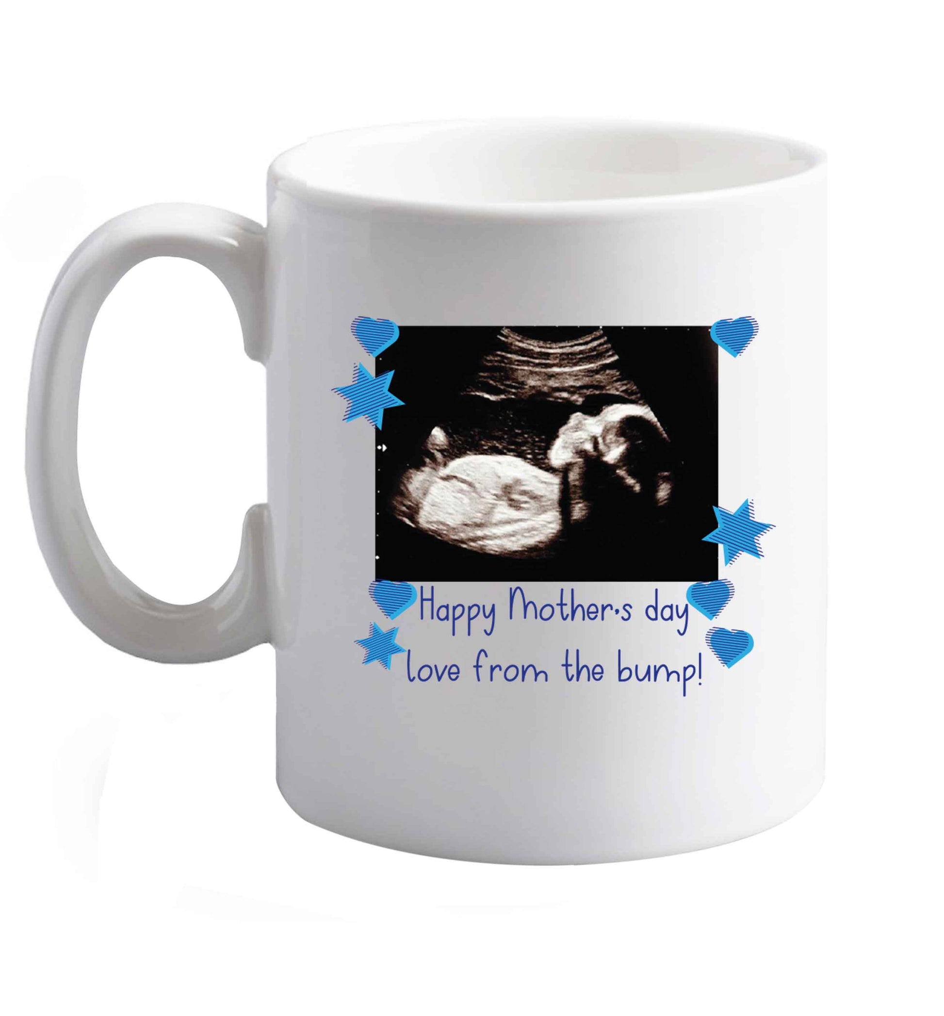 10 oz Happy Mother's day love from the bump - blue ceramic mug right handed