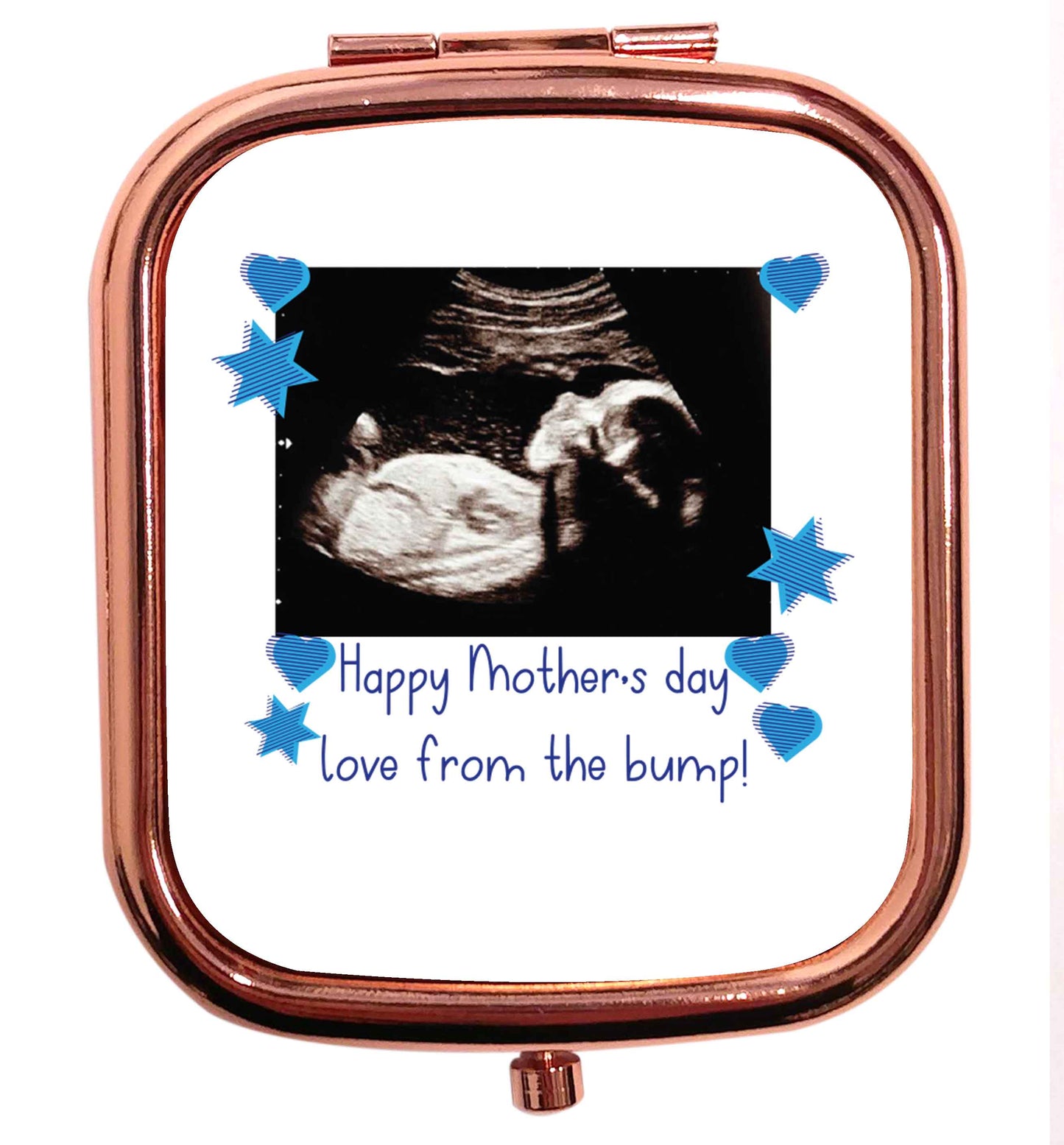 Happy Mother's day love from the bump - blue rose gold square pocket mirror