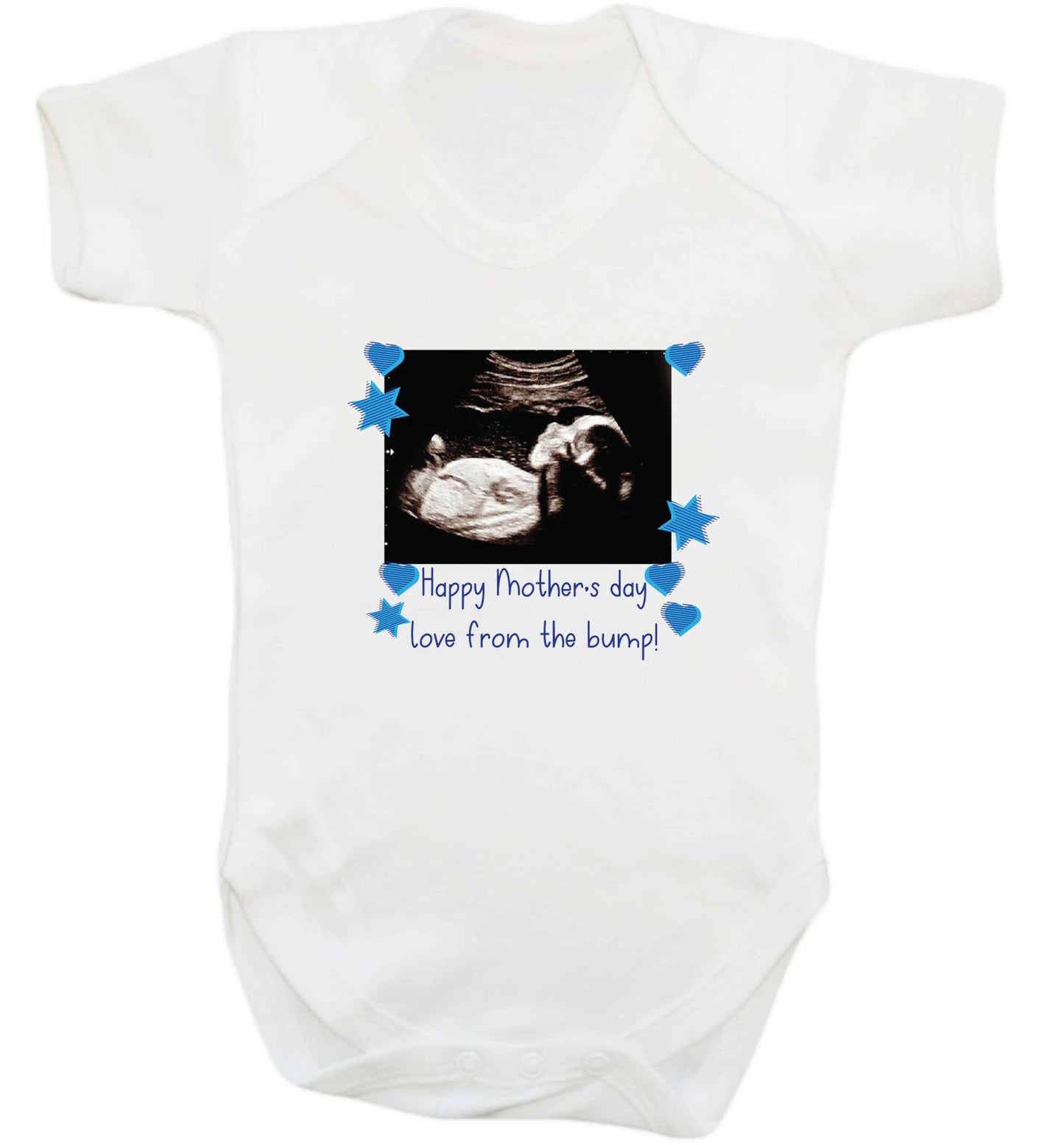 Happy Mother's day love from the bump - blue baby vest white 18-24 months