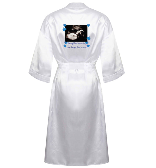 Happy Mother's day love from the bump - blue XL/XXL white ladies dressing gown size 16/18