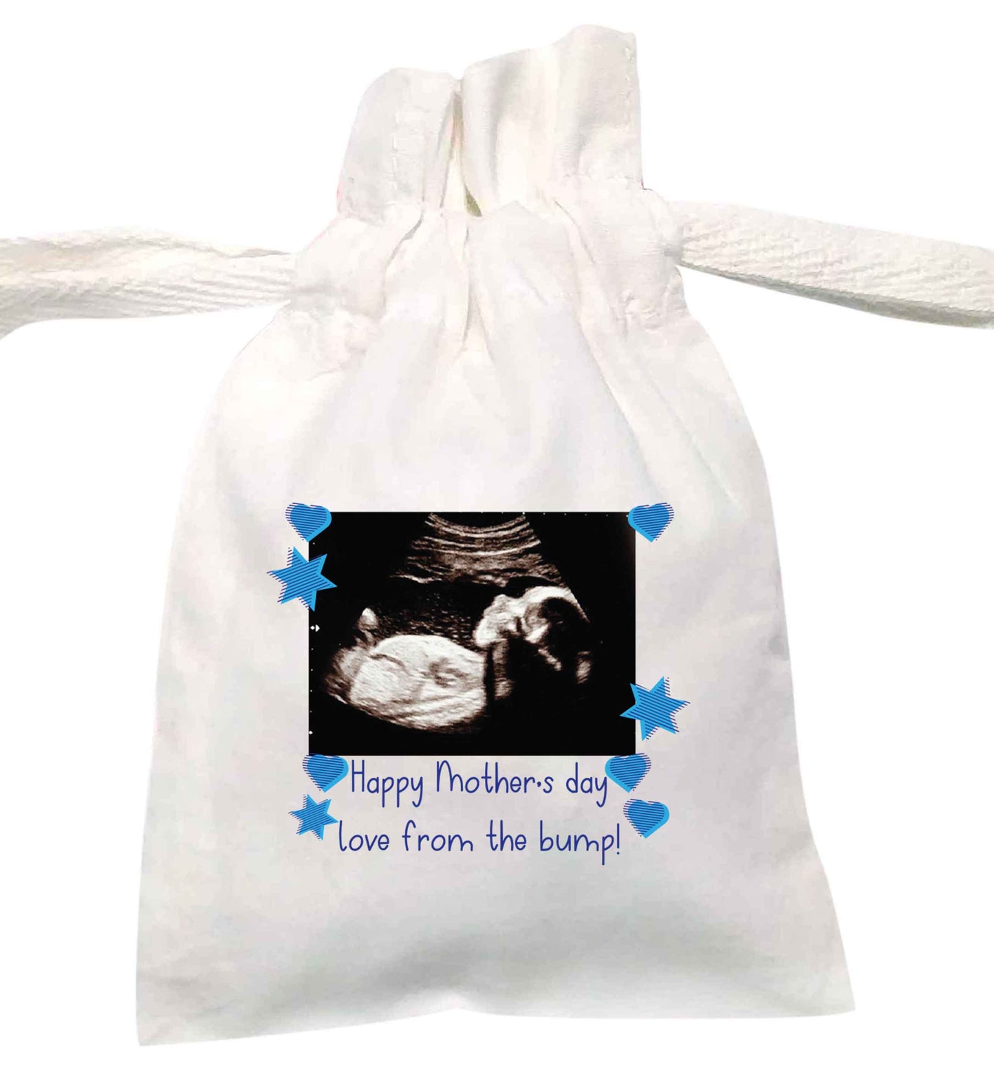 Happy Mother's day love from the bump - blue | XS - L | Pouch / Drawstring bag / Sack | Organic Cotton | Bulk discounts available!