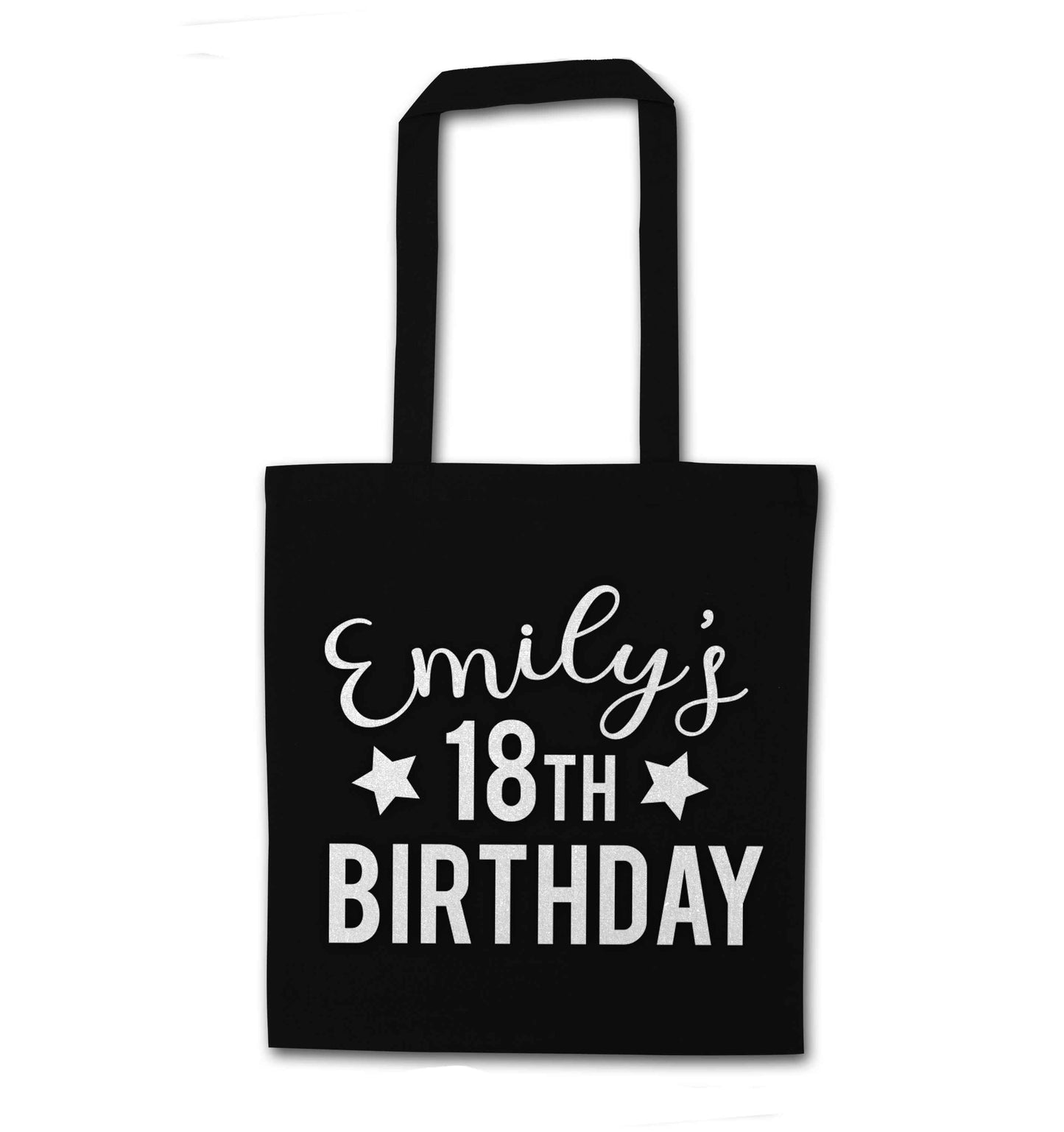 Personalised 18th birthday black tote bag