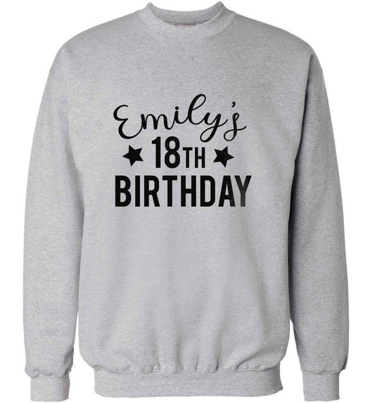 Personalised 18th birthday adult's unisex grey sweater 2XL