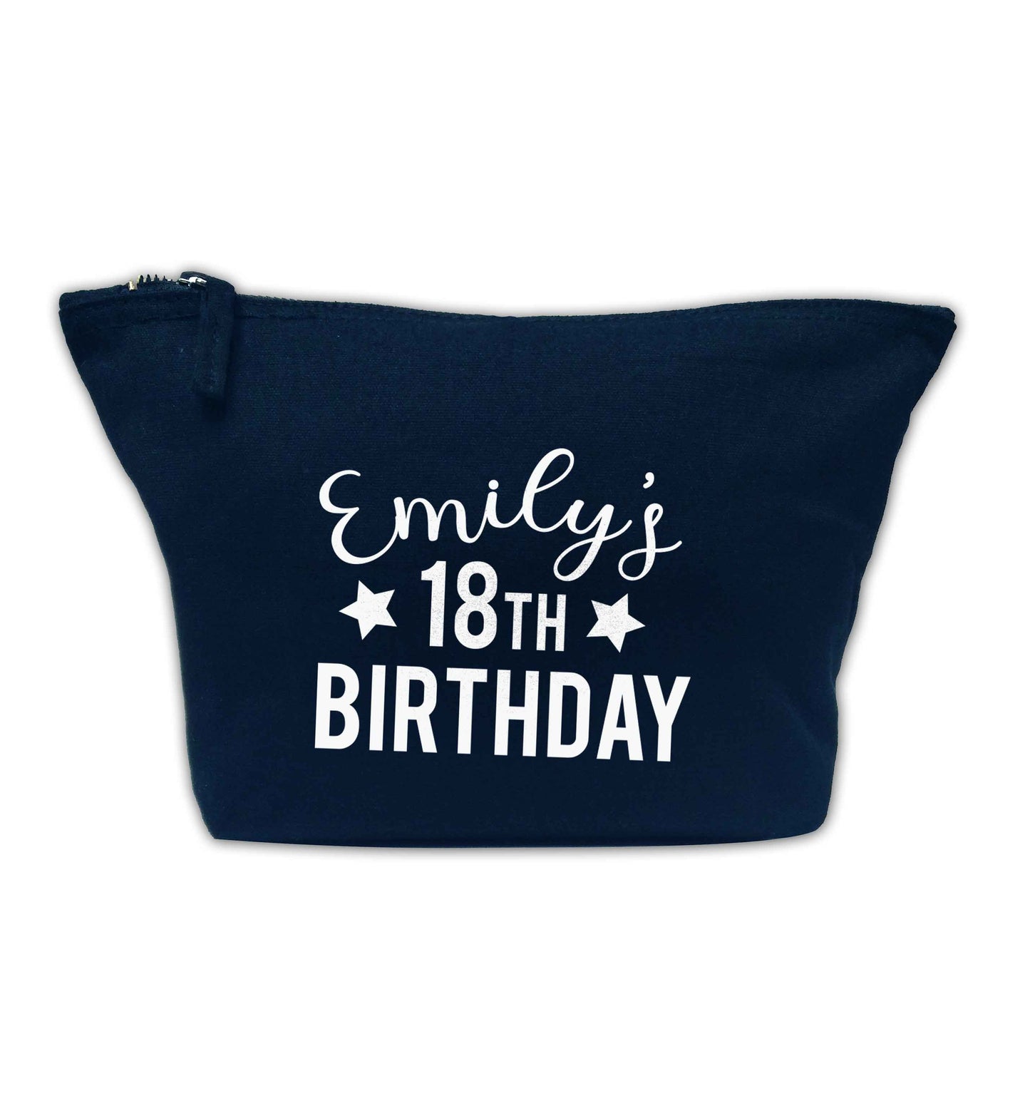 Personalised 18th birthday navy makeup bag