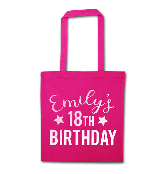 Personalised 18th birthday pink tote bag