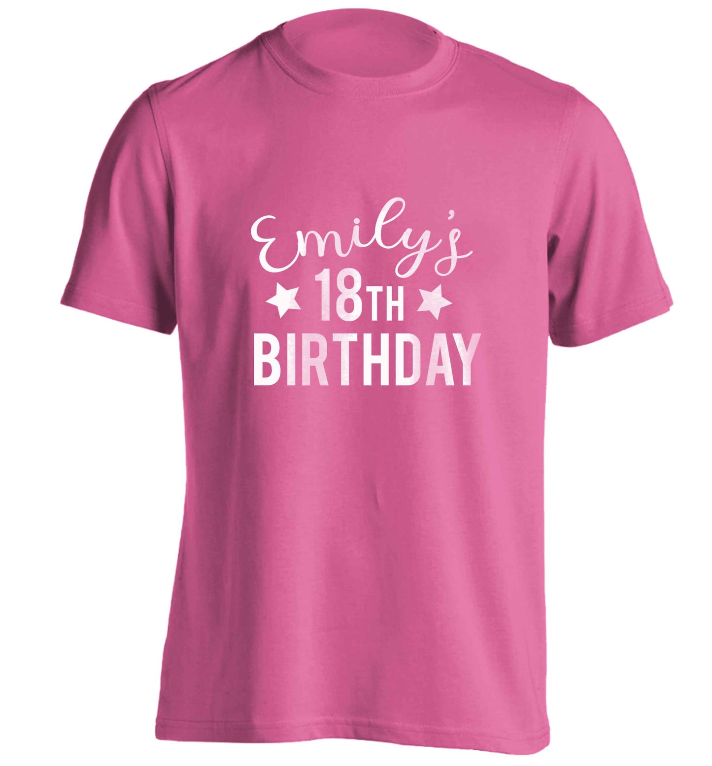 Personalised 18th birthday adults unisex pink Tshirt 2XL