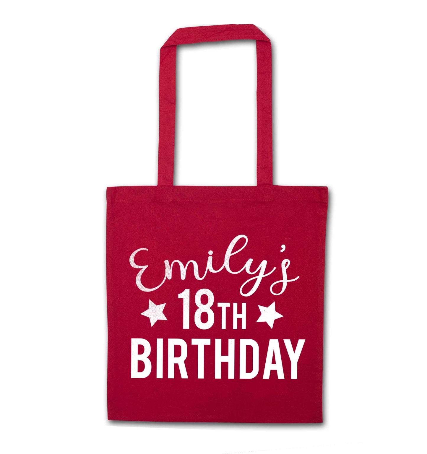 Personalised 18th birthday red tote bag