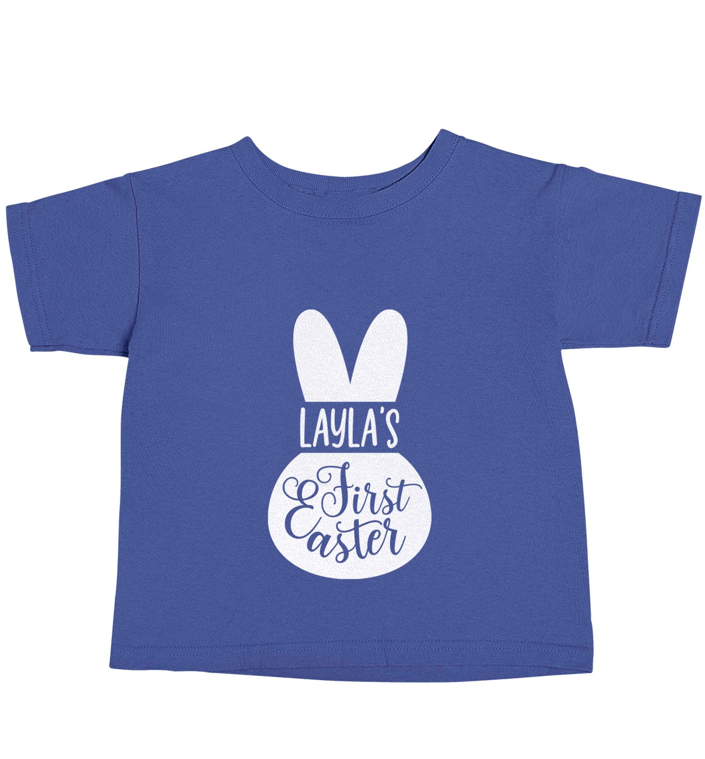 Personalised first Easter - pink bunny blue baby toddler Tshirt 2 Years