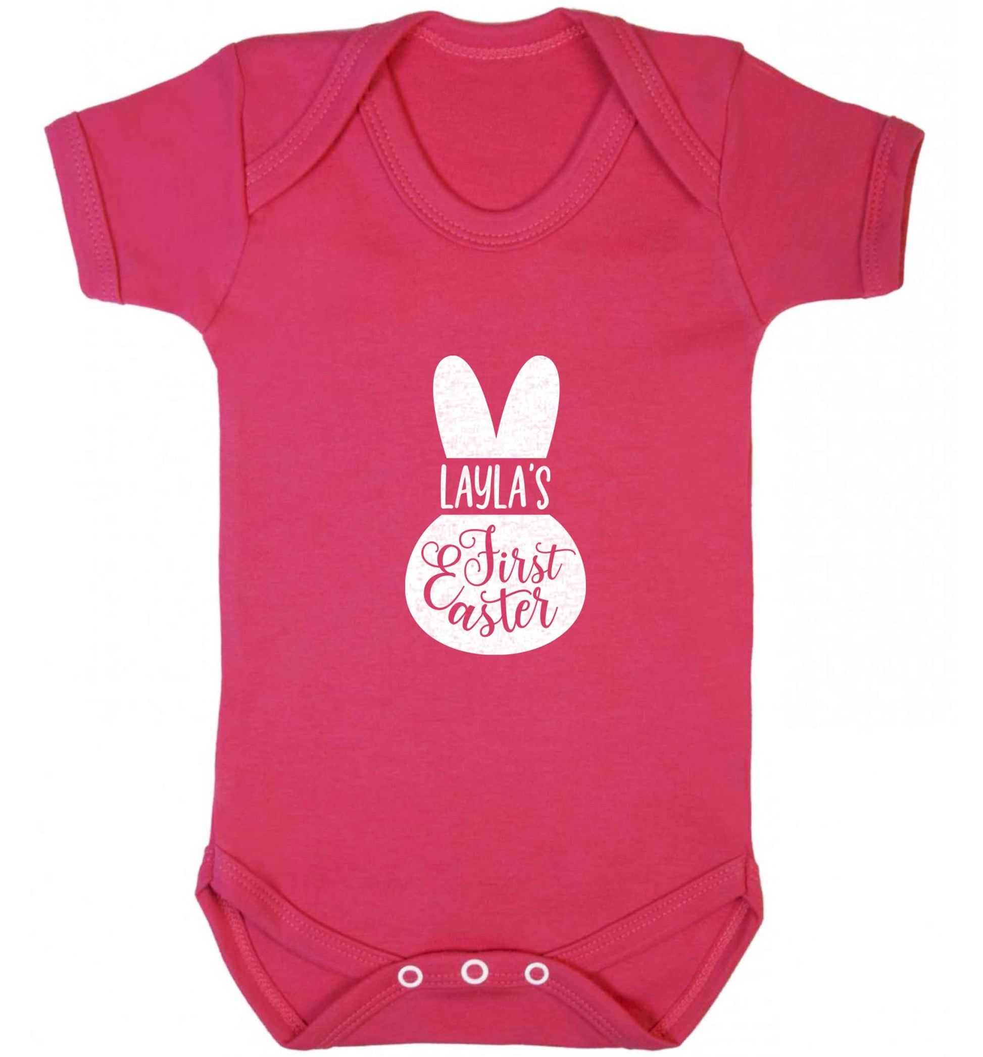 Personalised first Easter - pink bunny baby vest dark pink 18-24 months