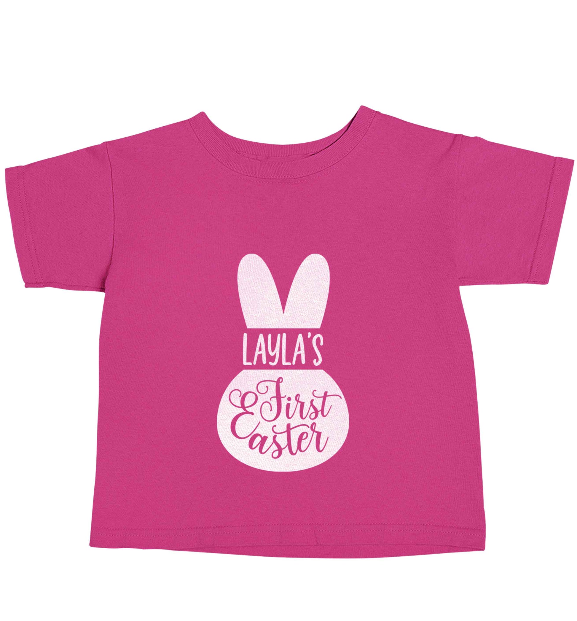 Personalised first Easter - pink bunny pink baby toddler Tshirt 2 Years