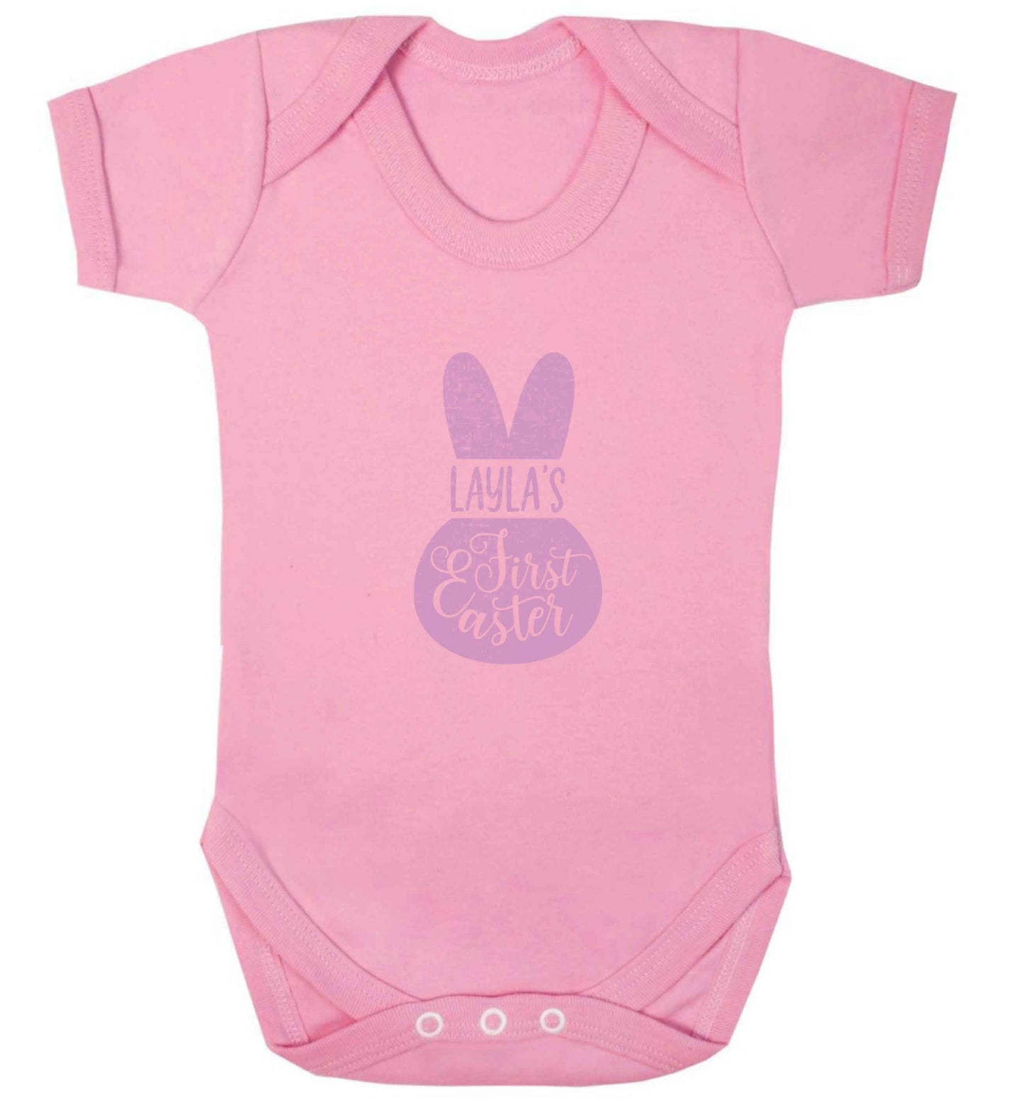Personalised first Easter - pink bunny baby vest pale pink 18-24 months