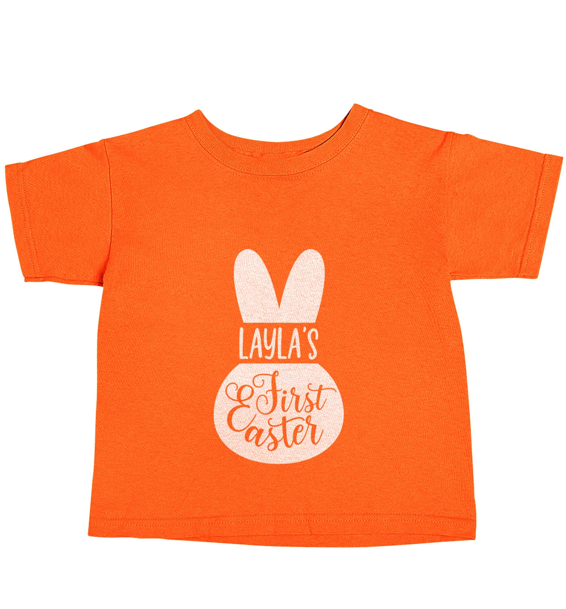 Personalised first Easter - pink bunny orange baby toddler Tshirt 2 Years