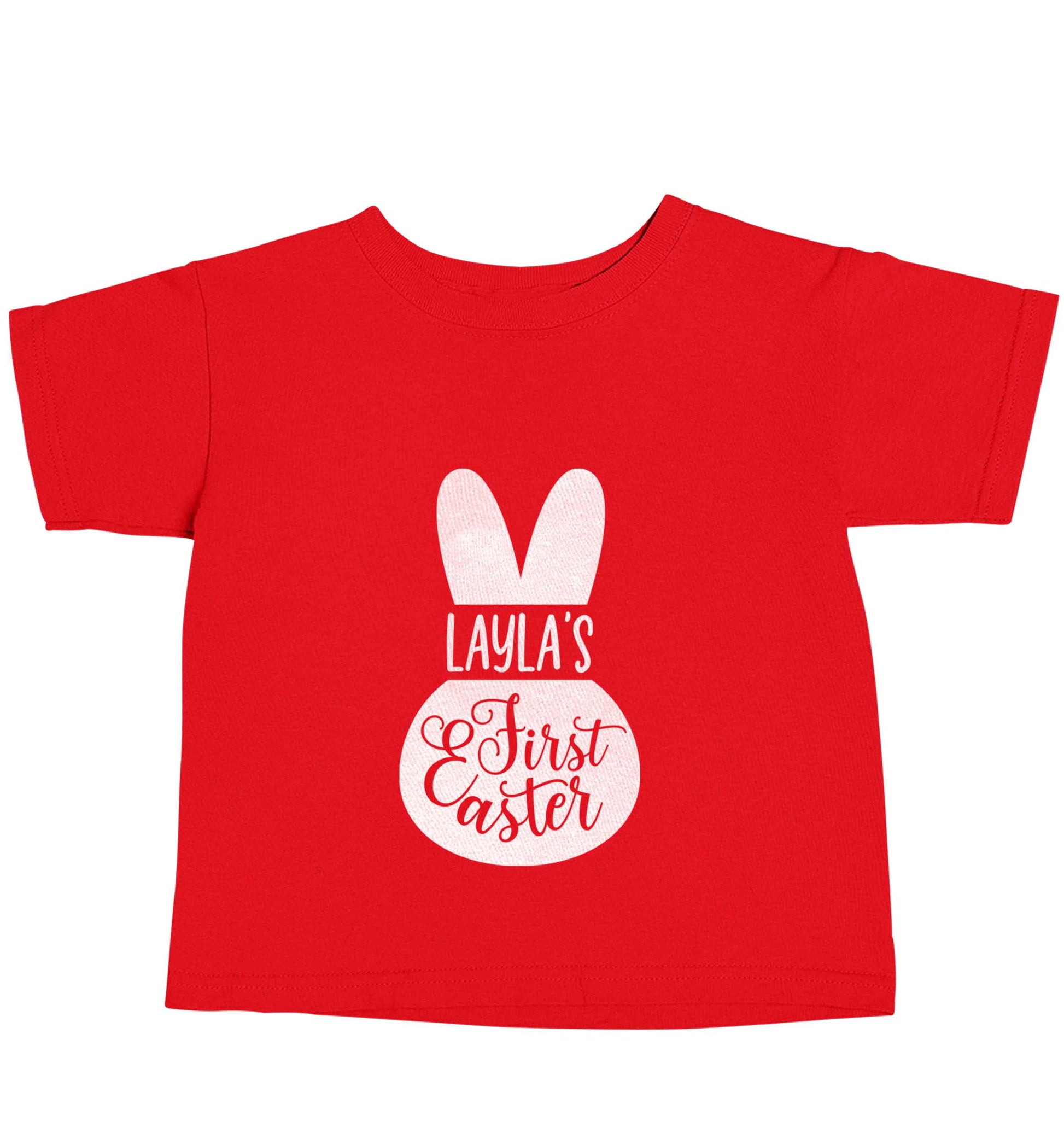 Personalised first Easter - pink bunny red baby toddler Tshirt 2 Years