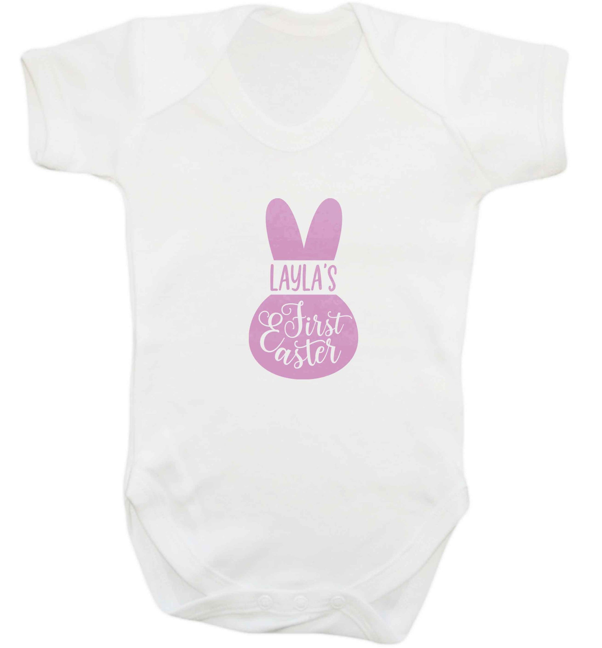 Personalised first Easter - pink bunny baby vest white 18-24 months