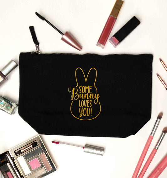 Some bunny loves you black makeup bag