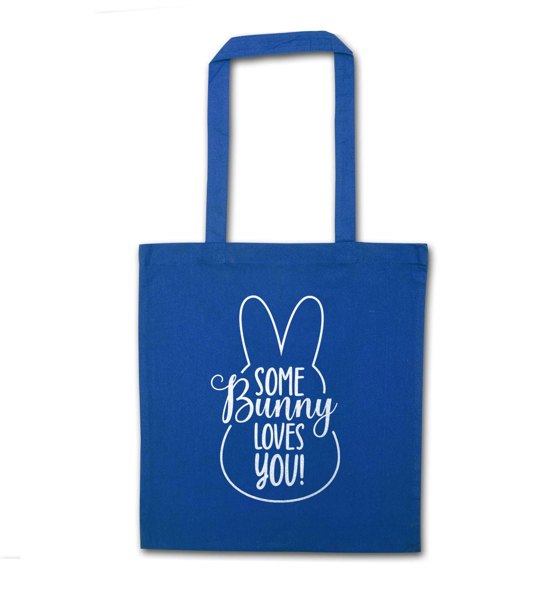Some bunny loves you blue tote bag