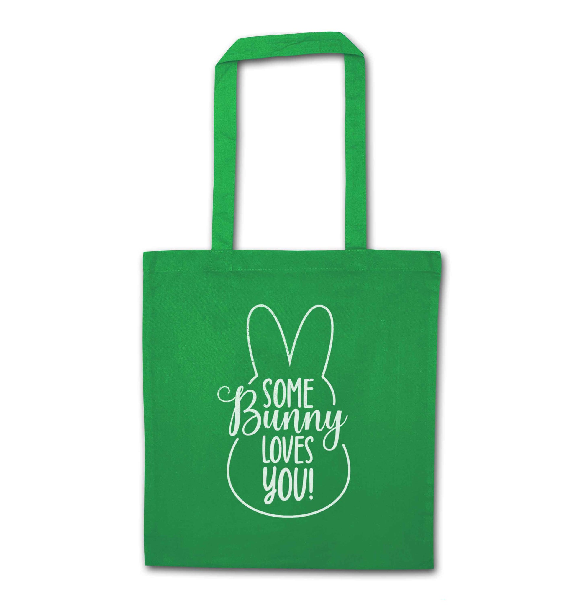 Some bunny loves you green tote bag