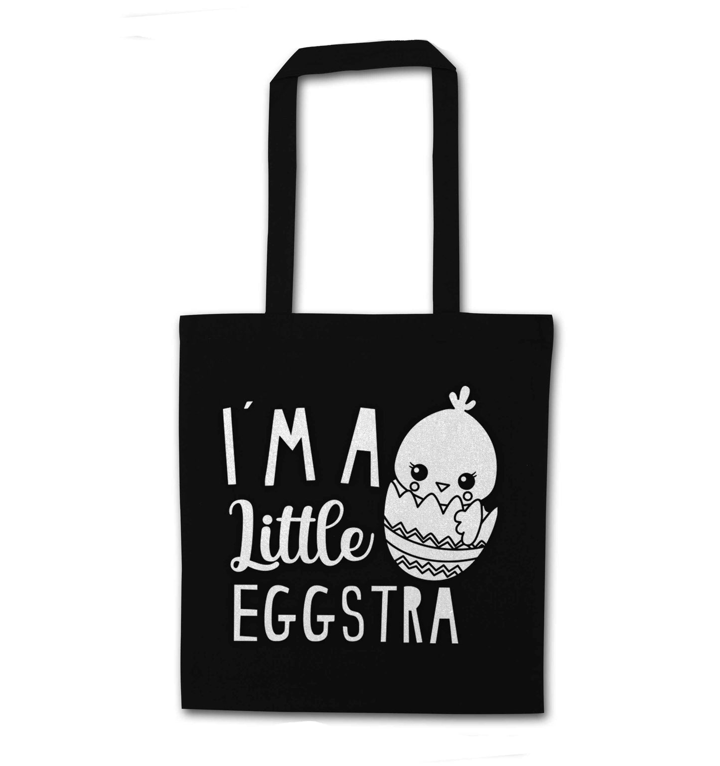 I'm a little eggstra black tote bag