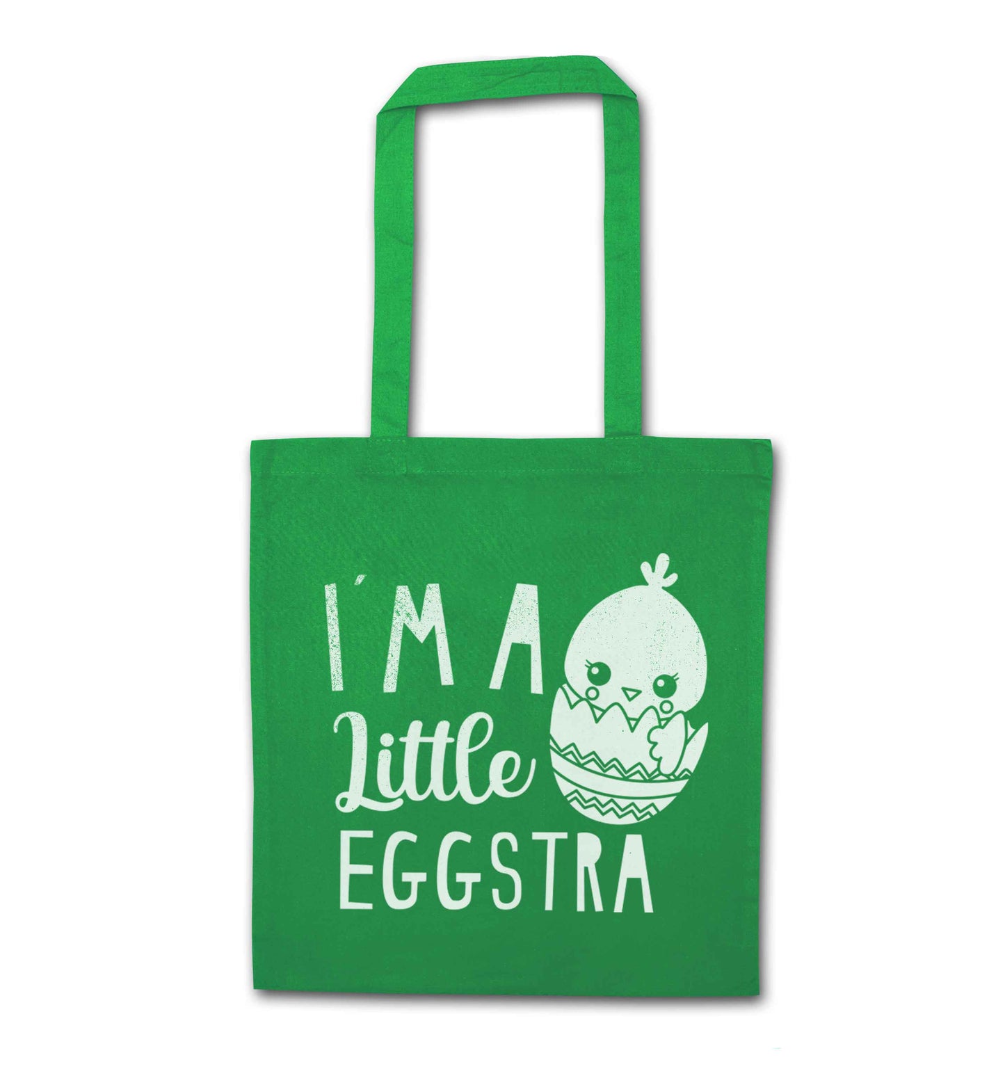 I'm a little eggstra green tote bag