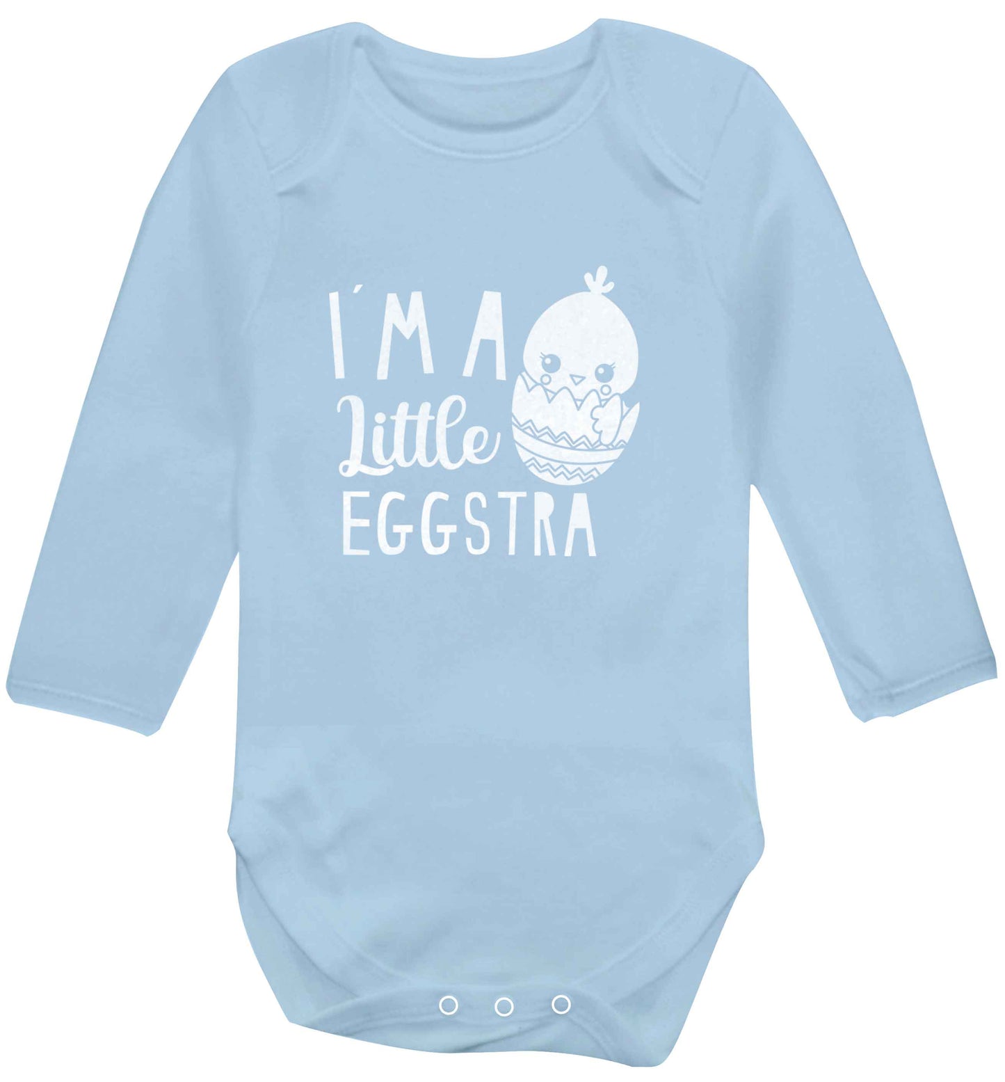 I'm a little eggstra baby vest long sleeved pale blue 6-12 months