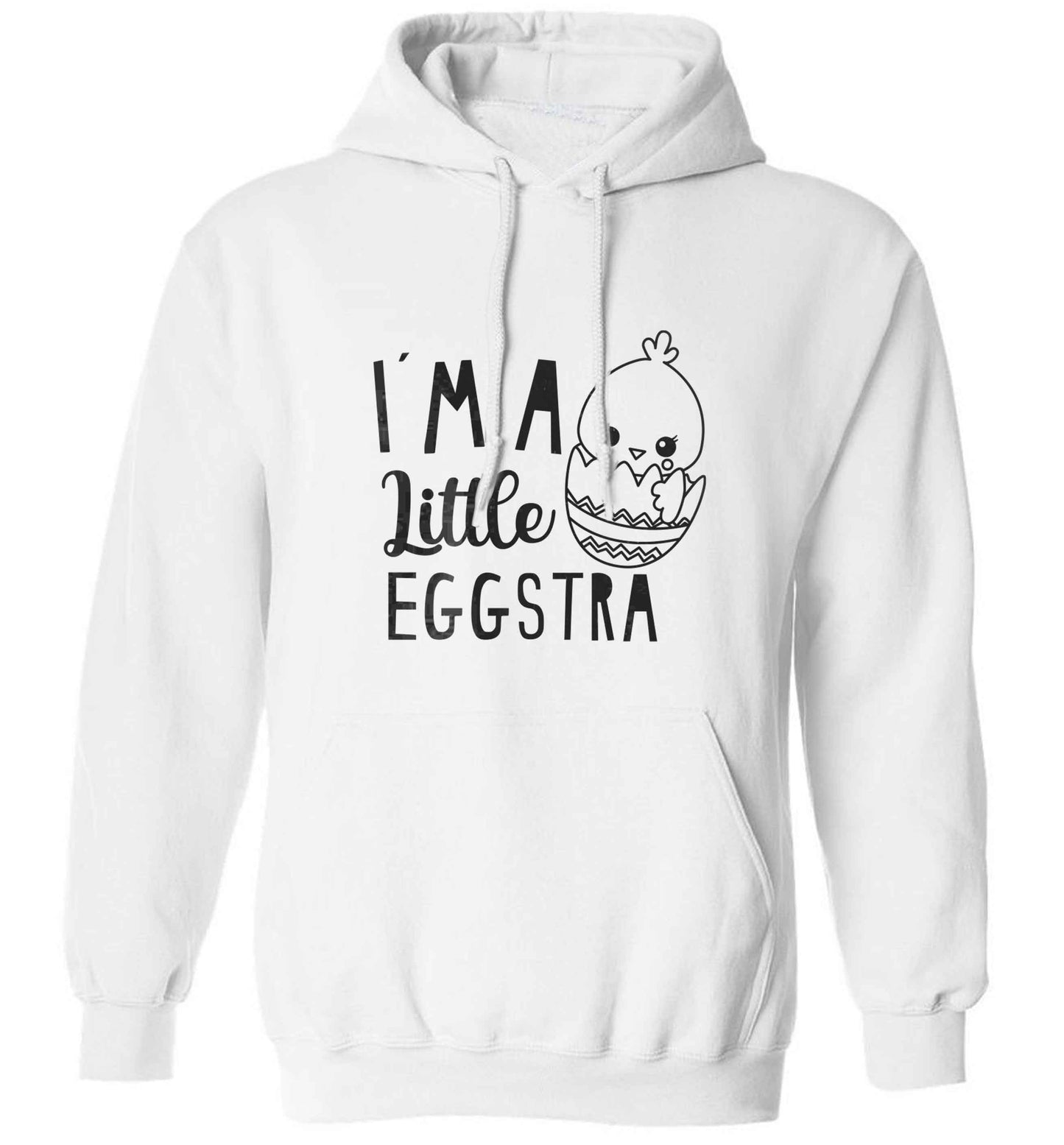 I'm a little eggstra adults unisex white hoodie 2XL